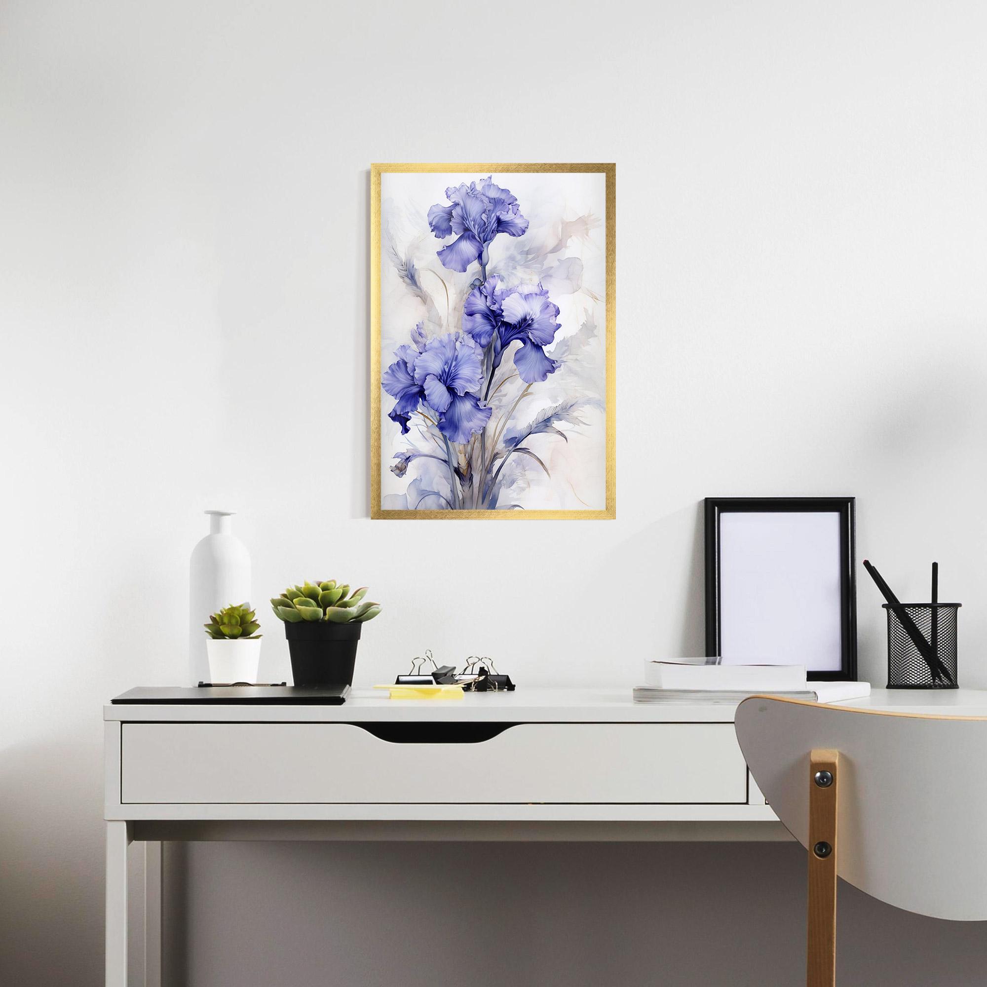 Keretezett Poszter Purple Iris Painting mockup 7