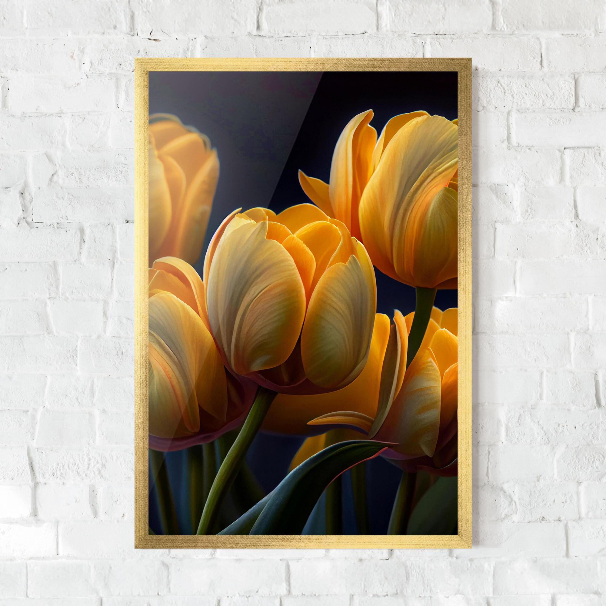 Keretezett Poszter Pretty Yellow Tulips mockup 0