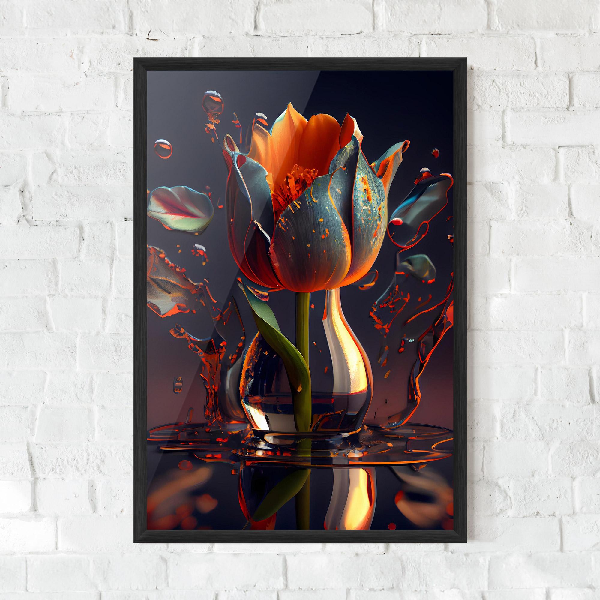 Keretezett Poszter Black Tulip In Vase mockup 0