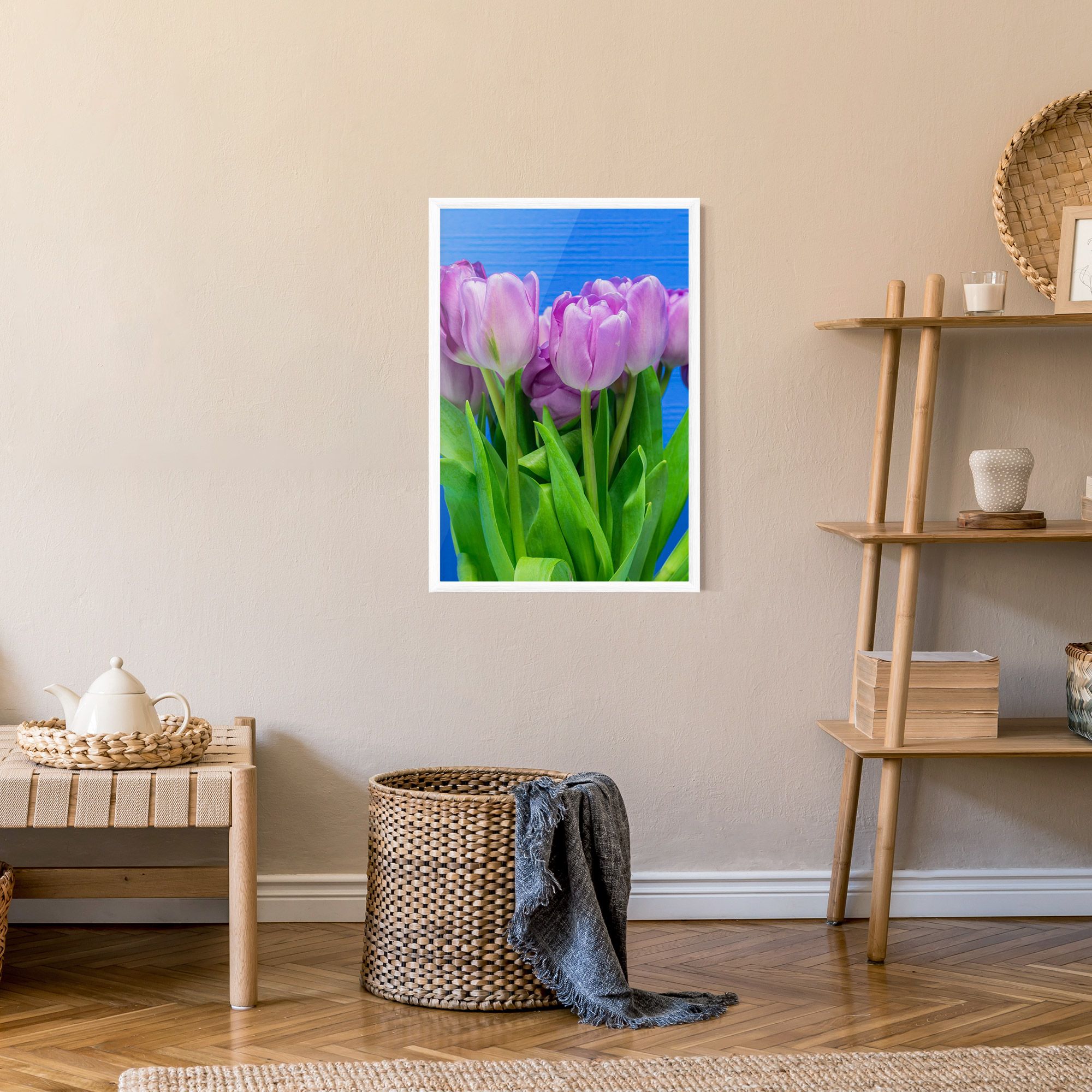 Purple Tulips On Blue mockup 9