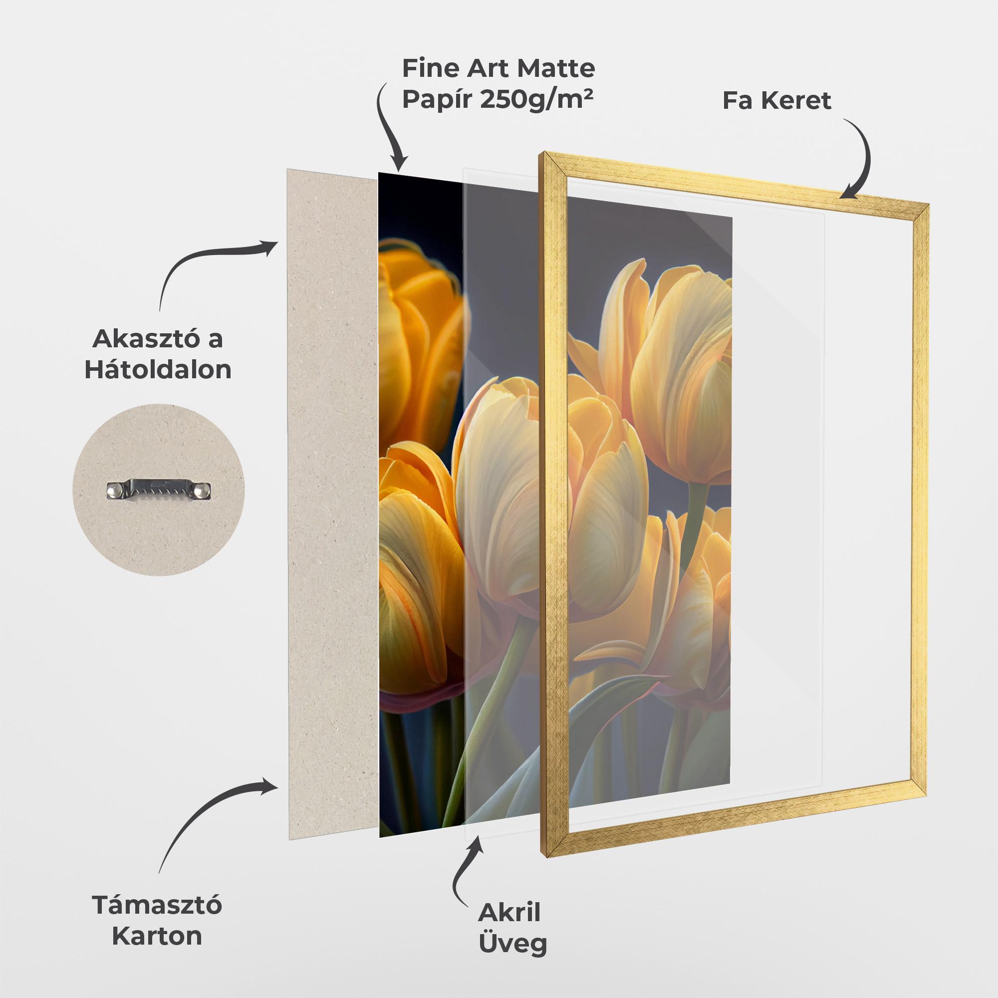 Keretezett Poszter Pretty Yellow Tulips mockup 1