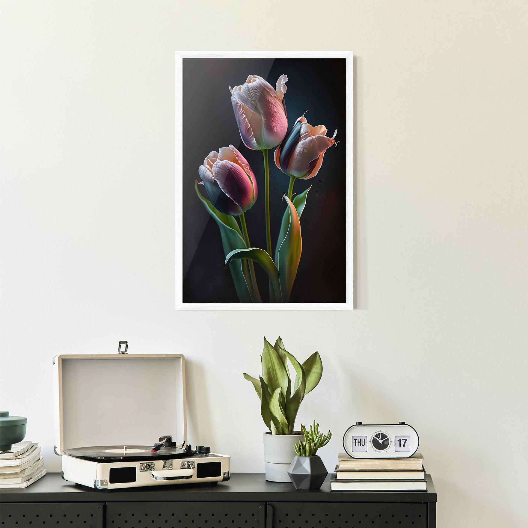 Keretezett Poszter Light Purple Tulips mockup 2