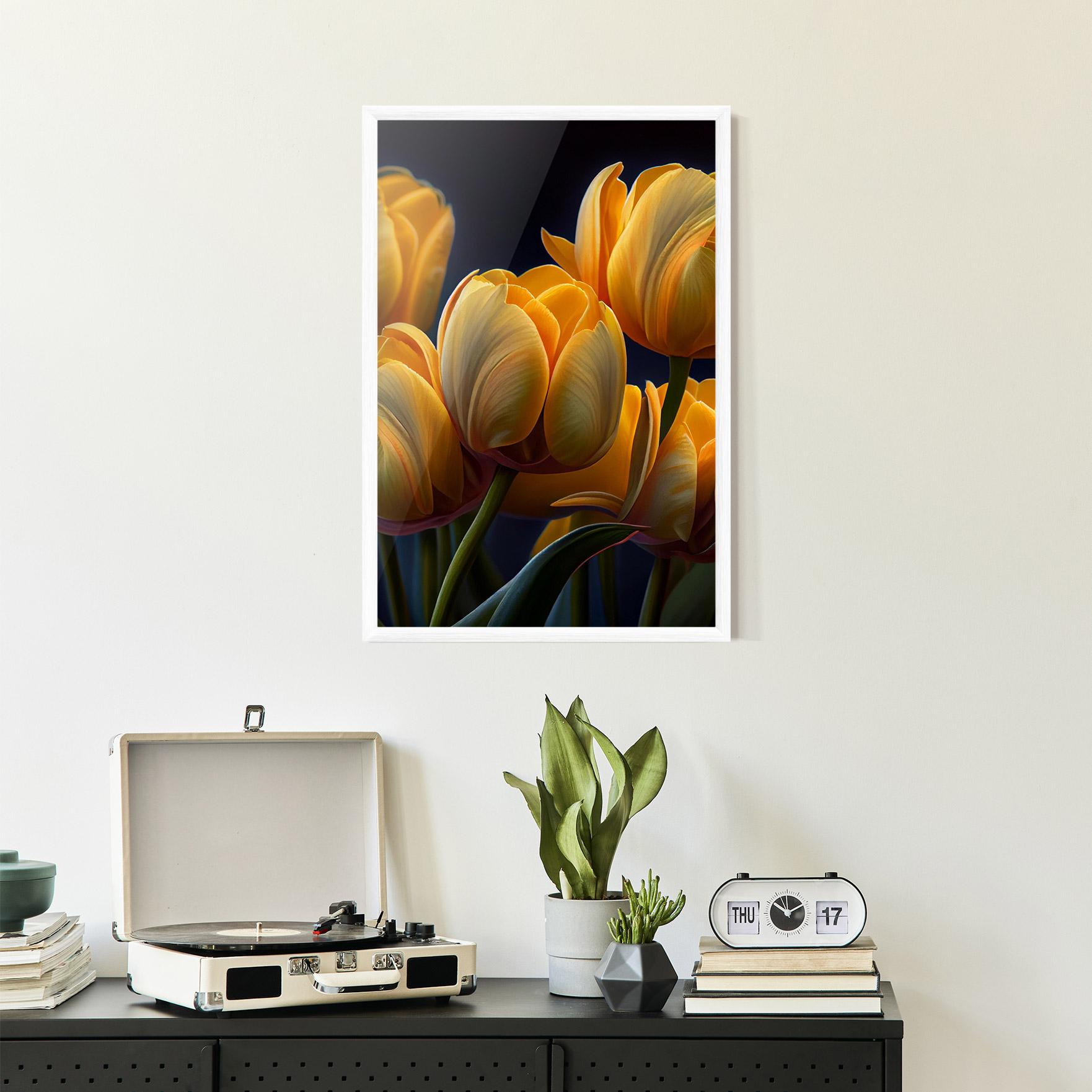 Keretezett Poszter Pretty Yellow Tulips mockup 2