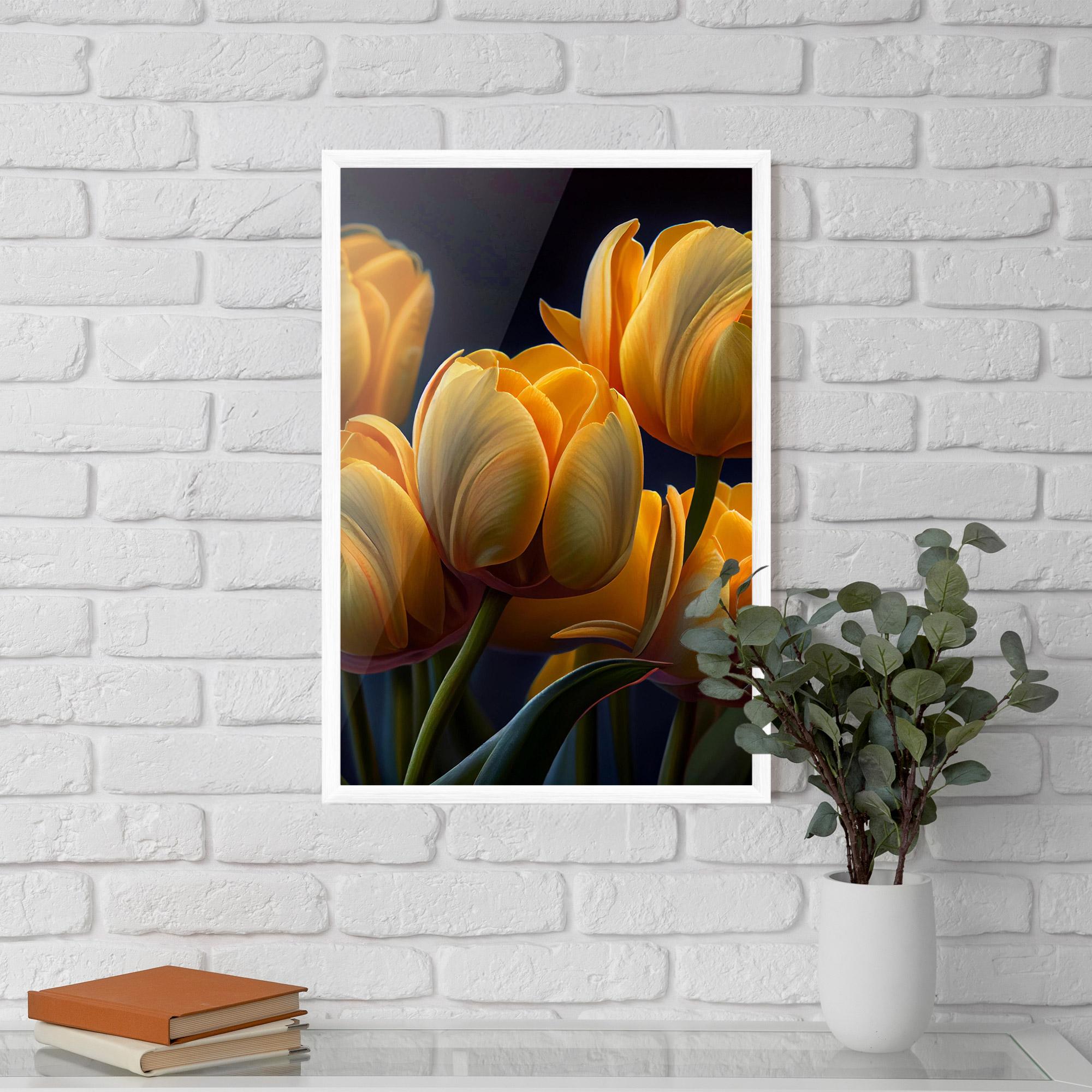 Keretezett Poszter Pretty Yellow Tulips mockup 5