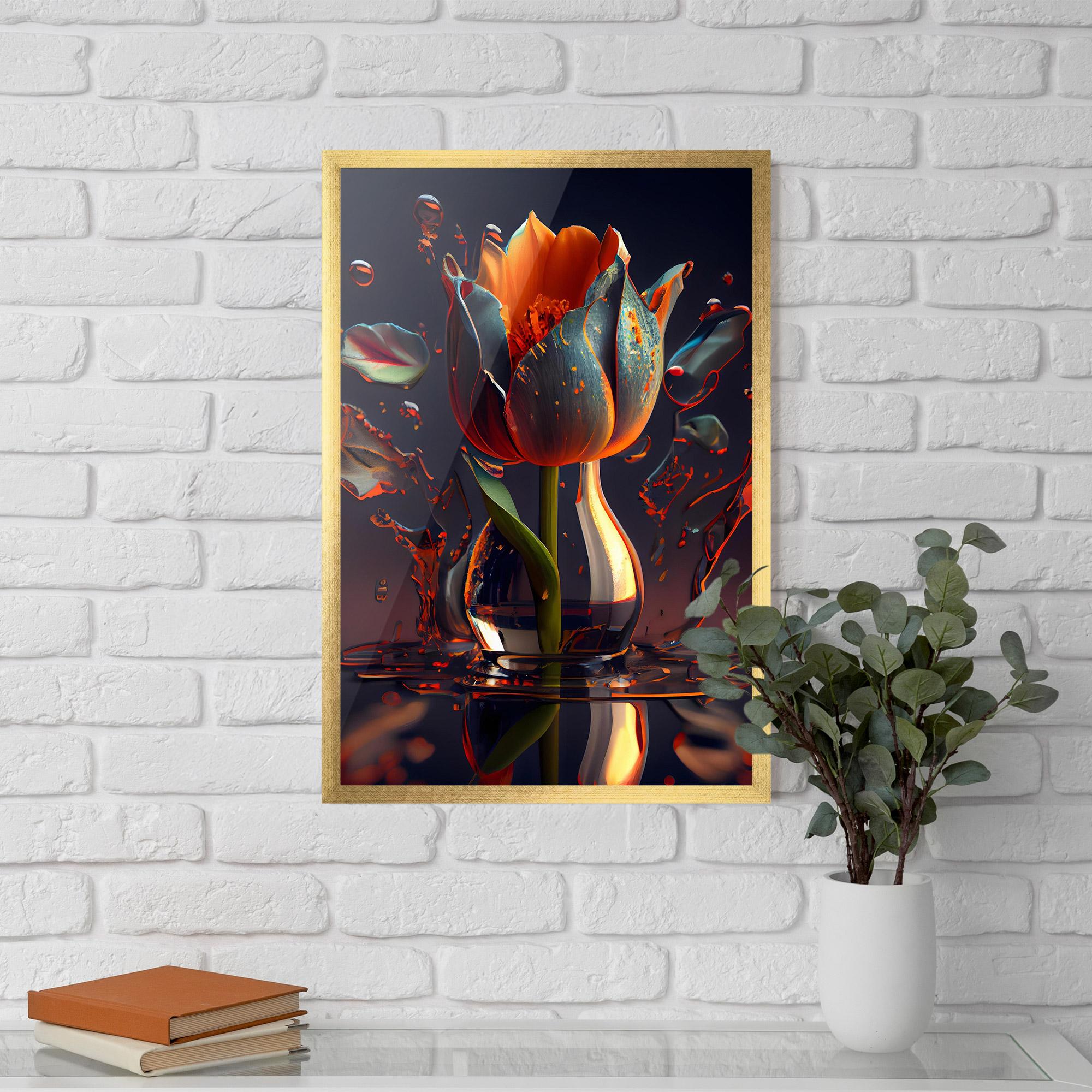 Keretezett Poszter Black Tulip In Vase mockup 5