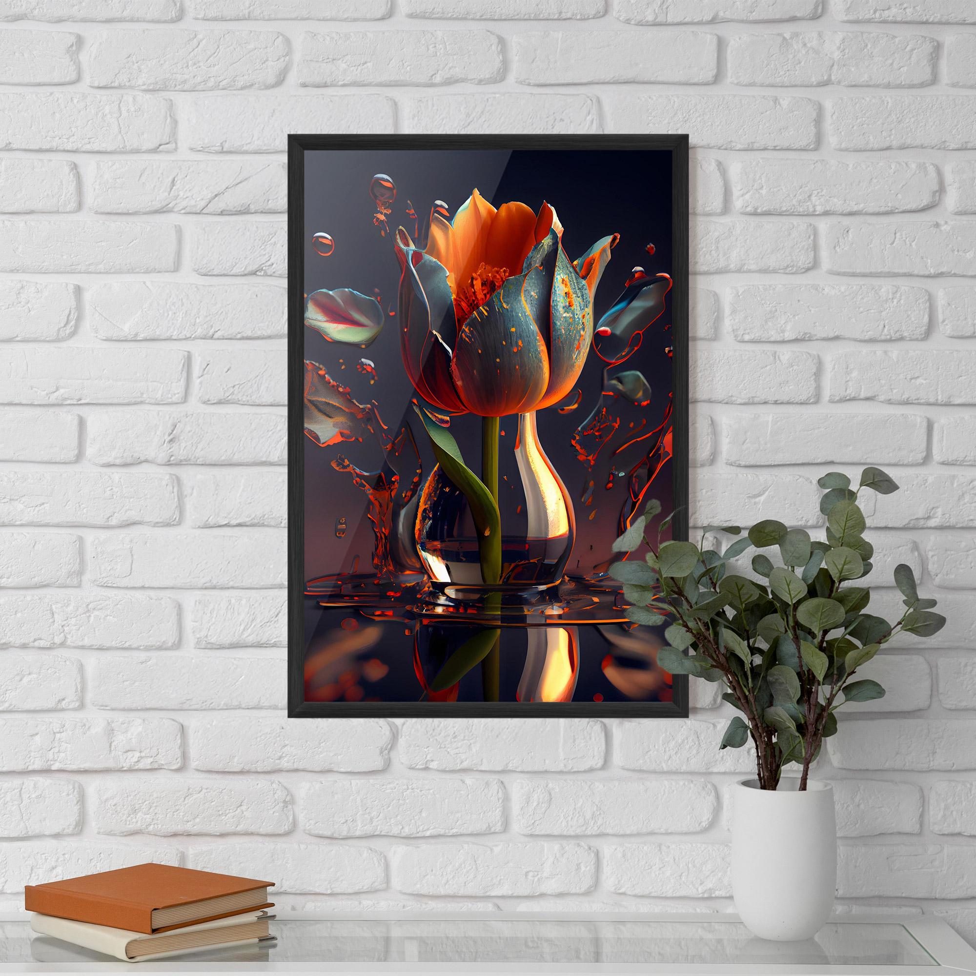 Keretezett Poszter Black Tulip In Vase mockup 5