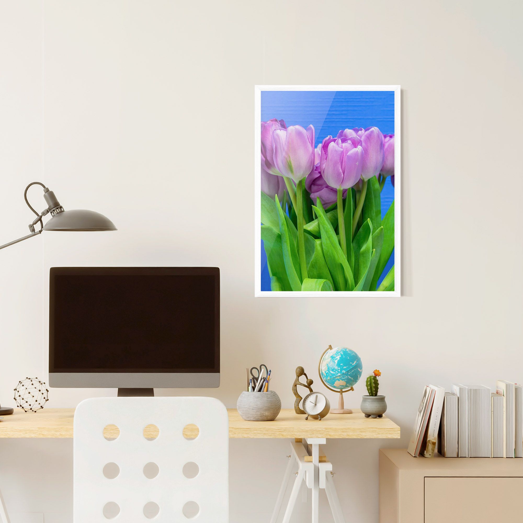 Purple Tulips On Blue mockup 6