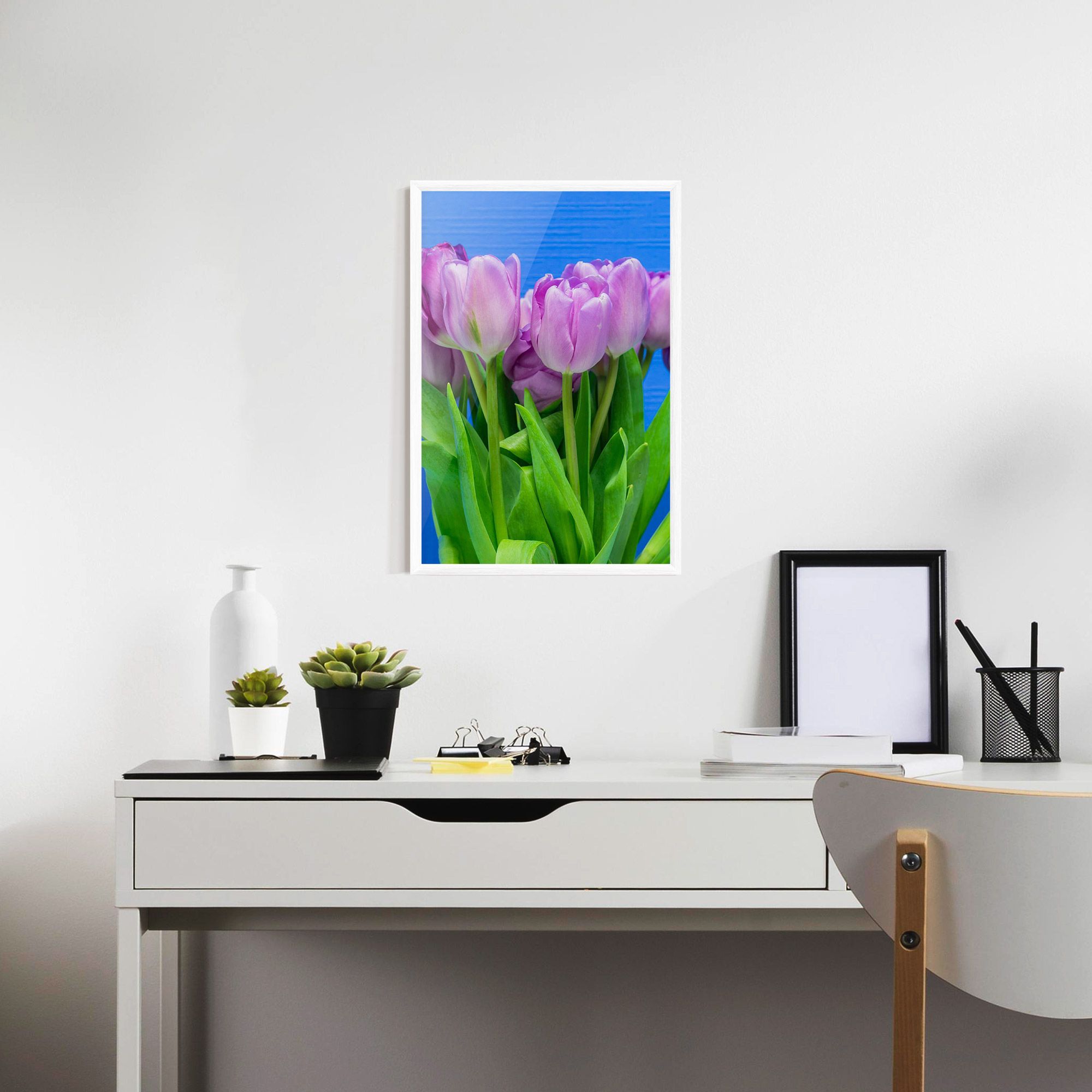 Purple Tulips On Blue mockup 7
