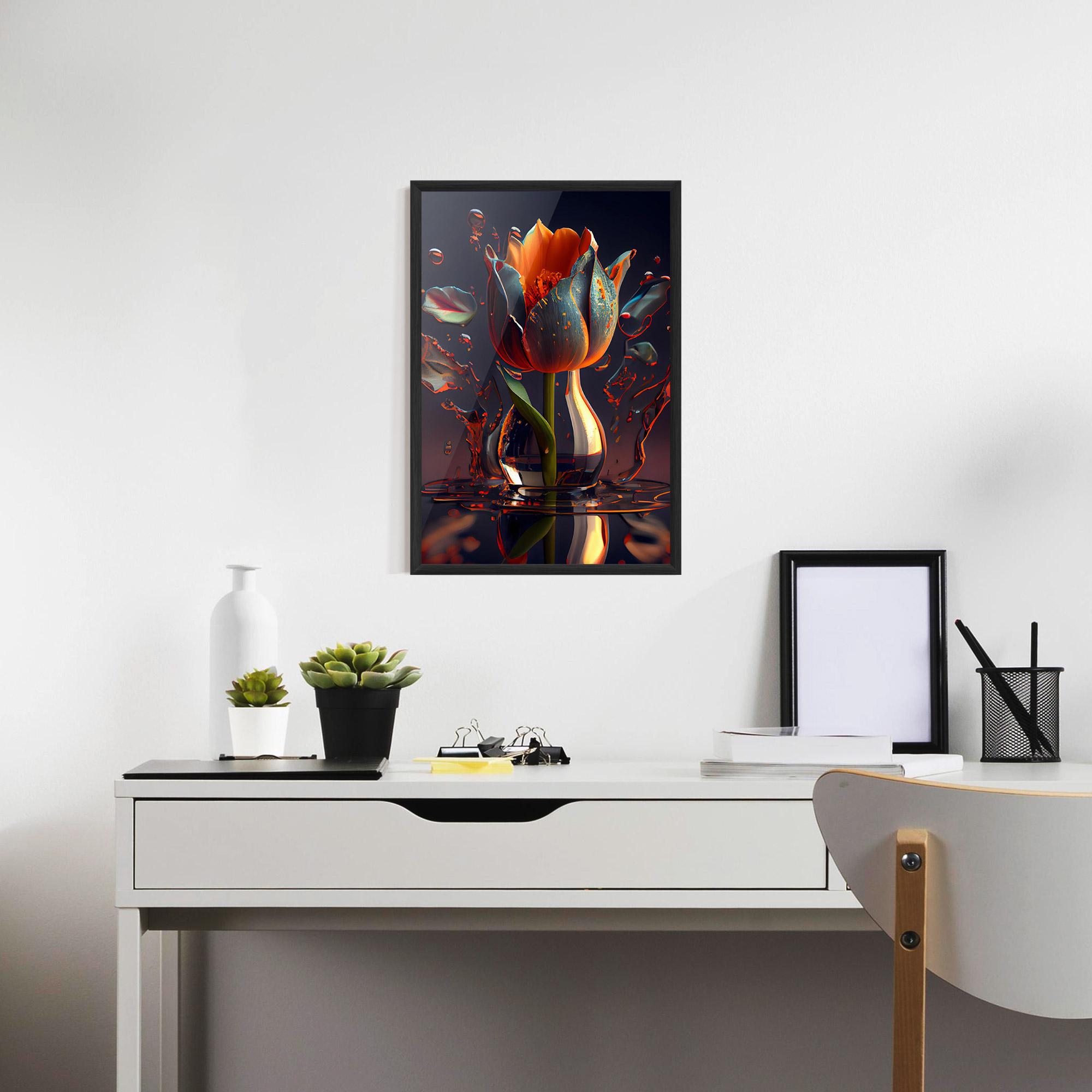 Keretezett Poszter Black Tulip In Vase mockup 7