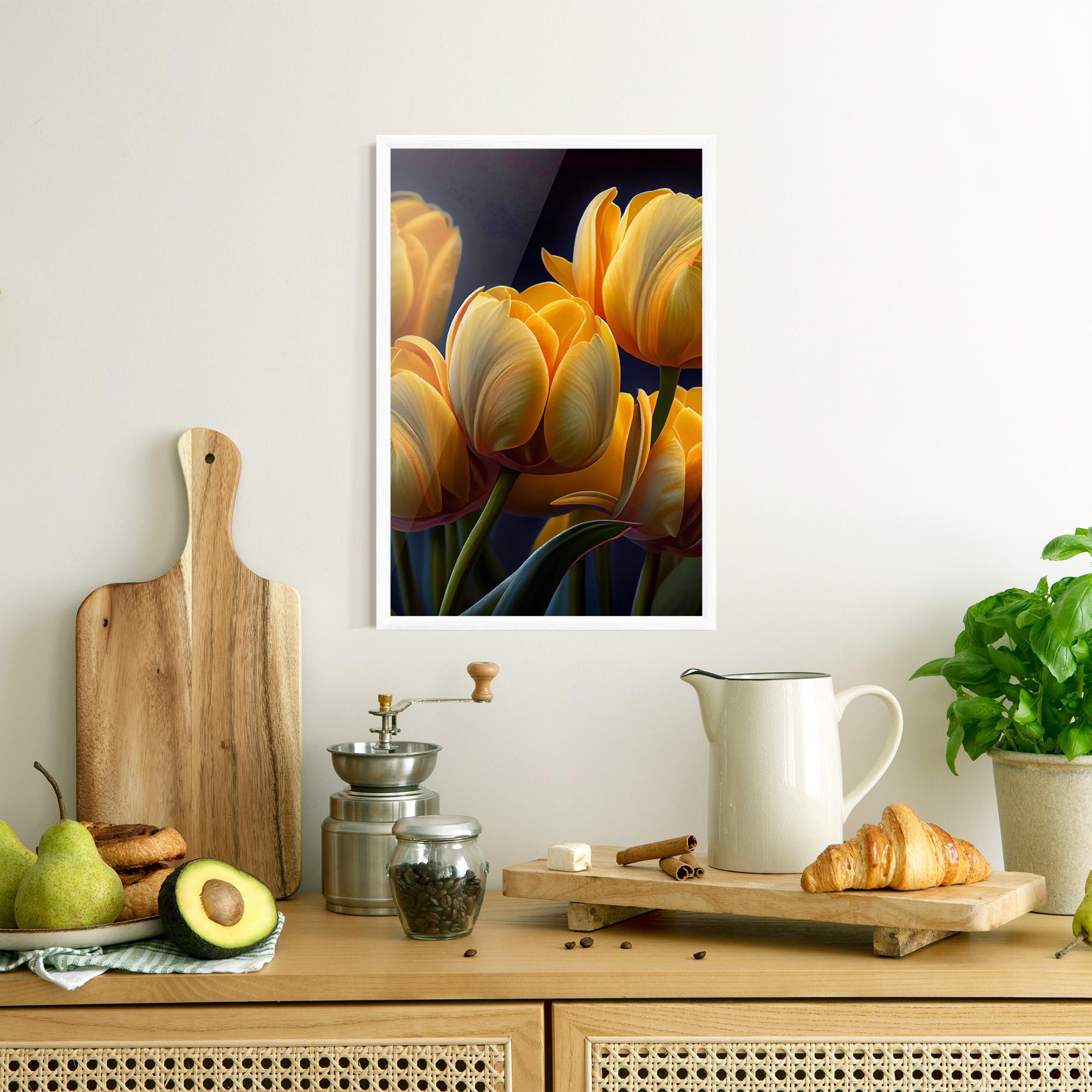 Keretezett Poszter Pretty Yellow Tulips mockup 8
