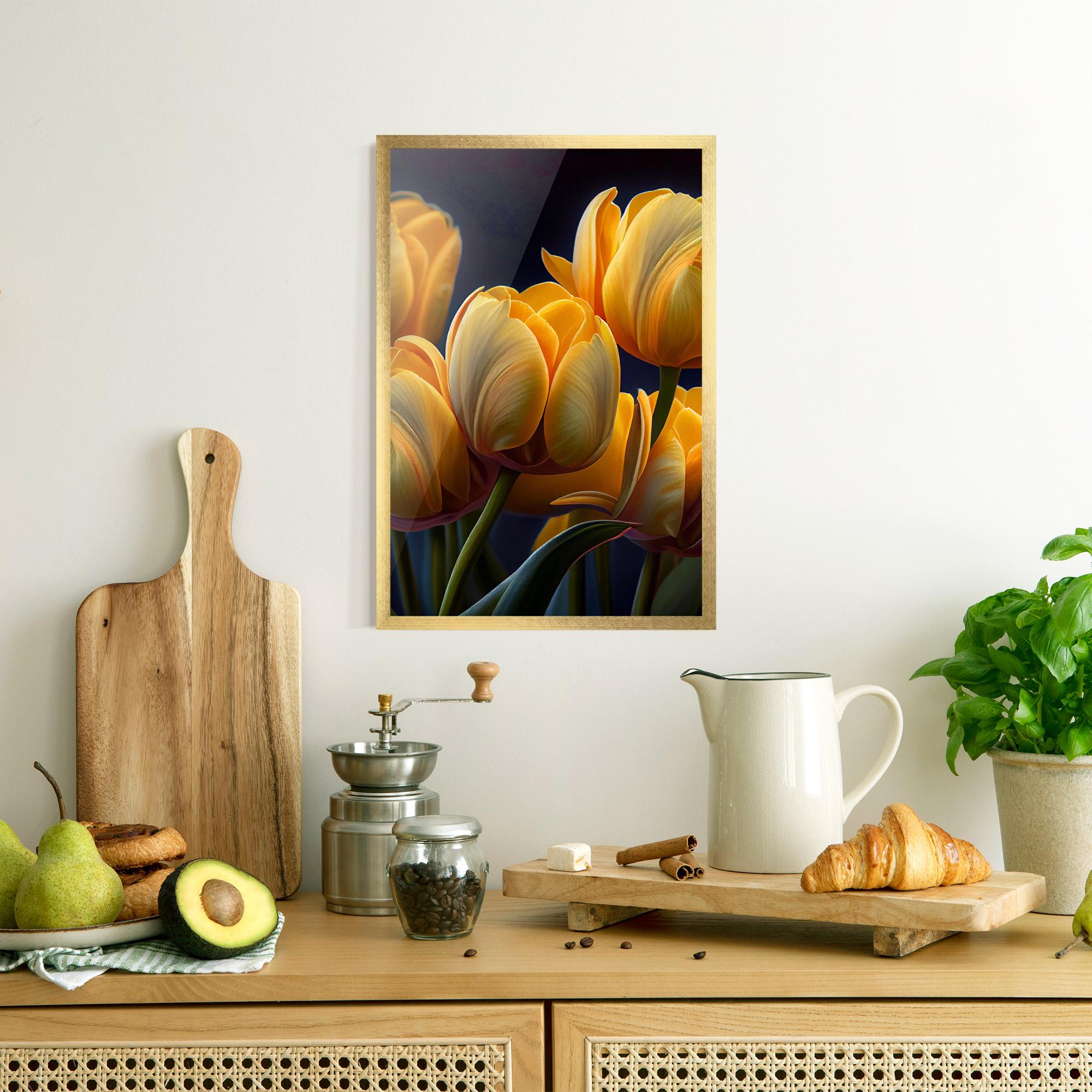 Keretezett Poszter Pretty Yellow Tulips mockup 8
