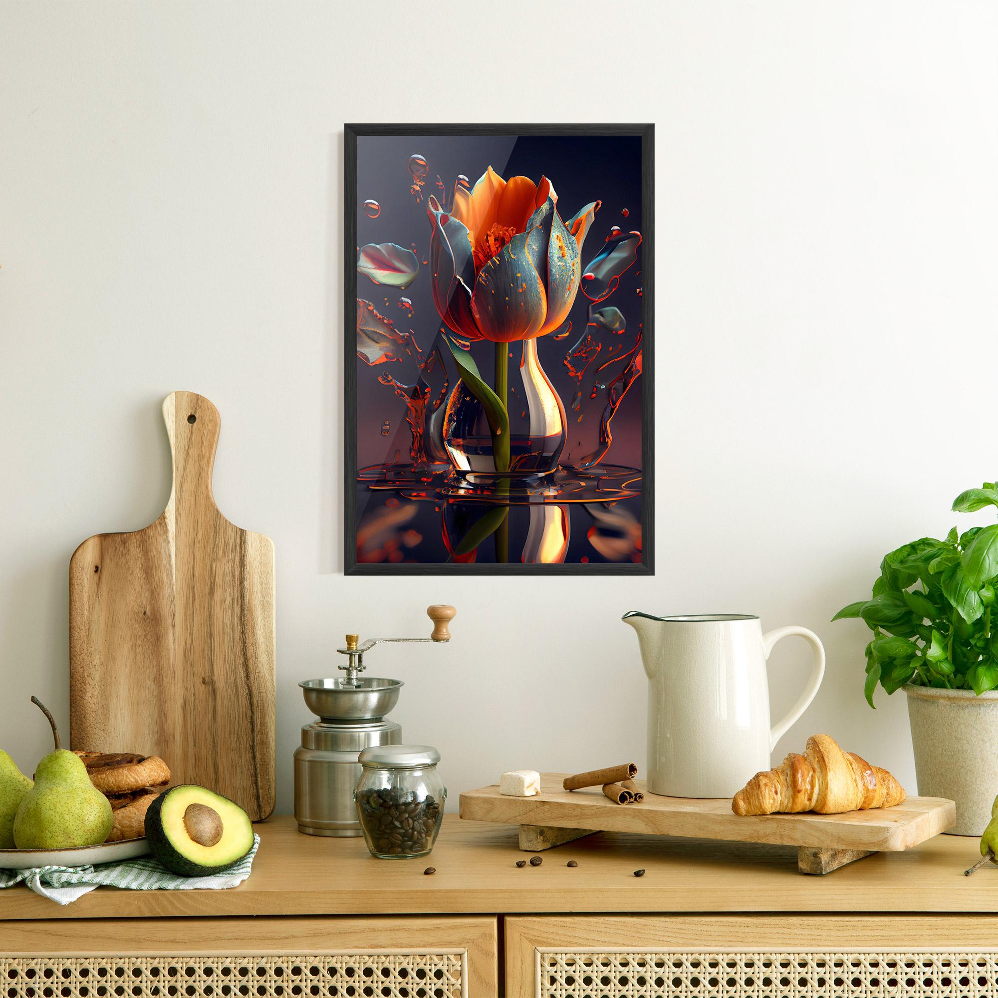 Keretezett Poszter Black Tulip In Vase mockup 8