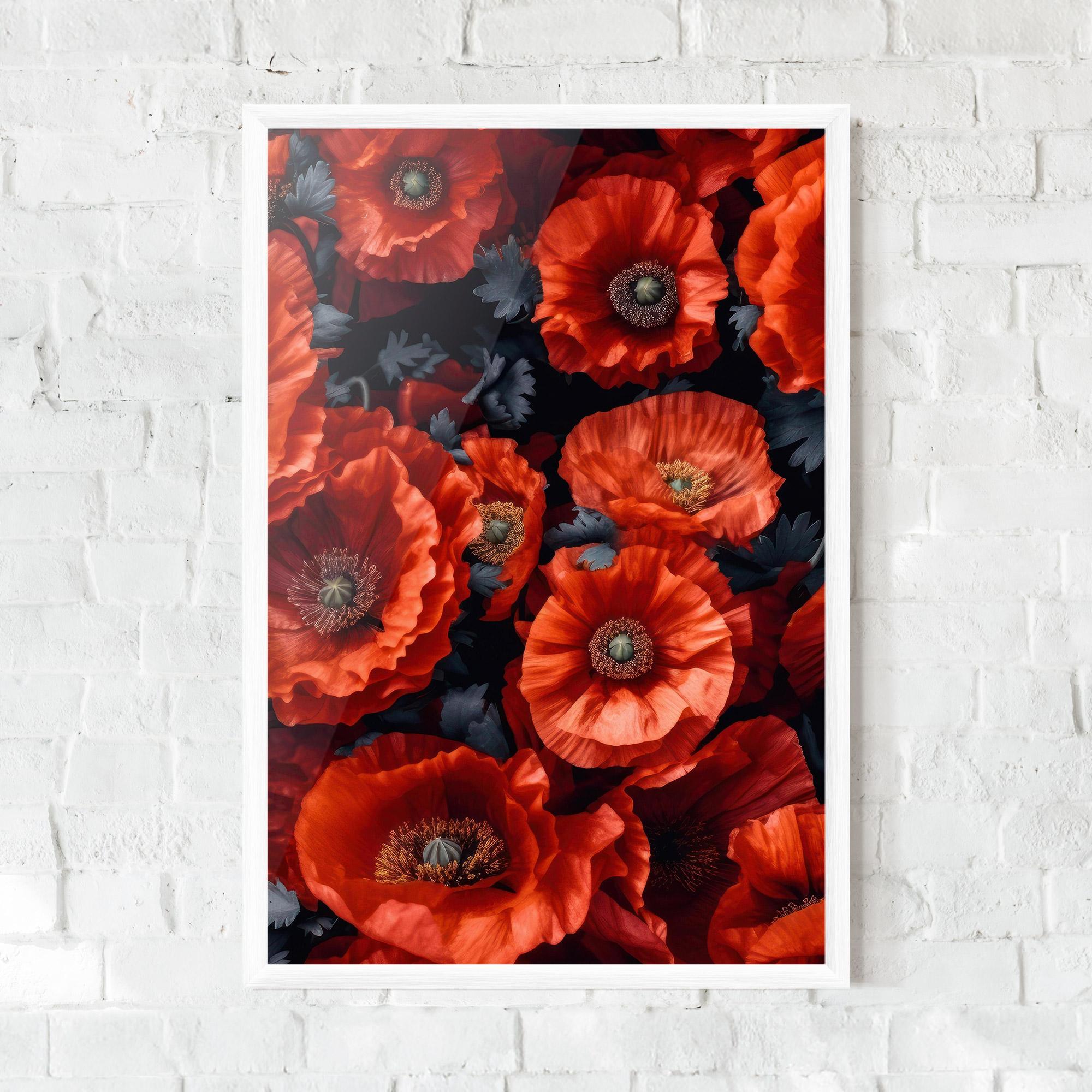 Keretezett Poszter Black Red Poppies mockup 0