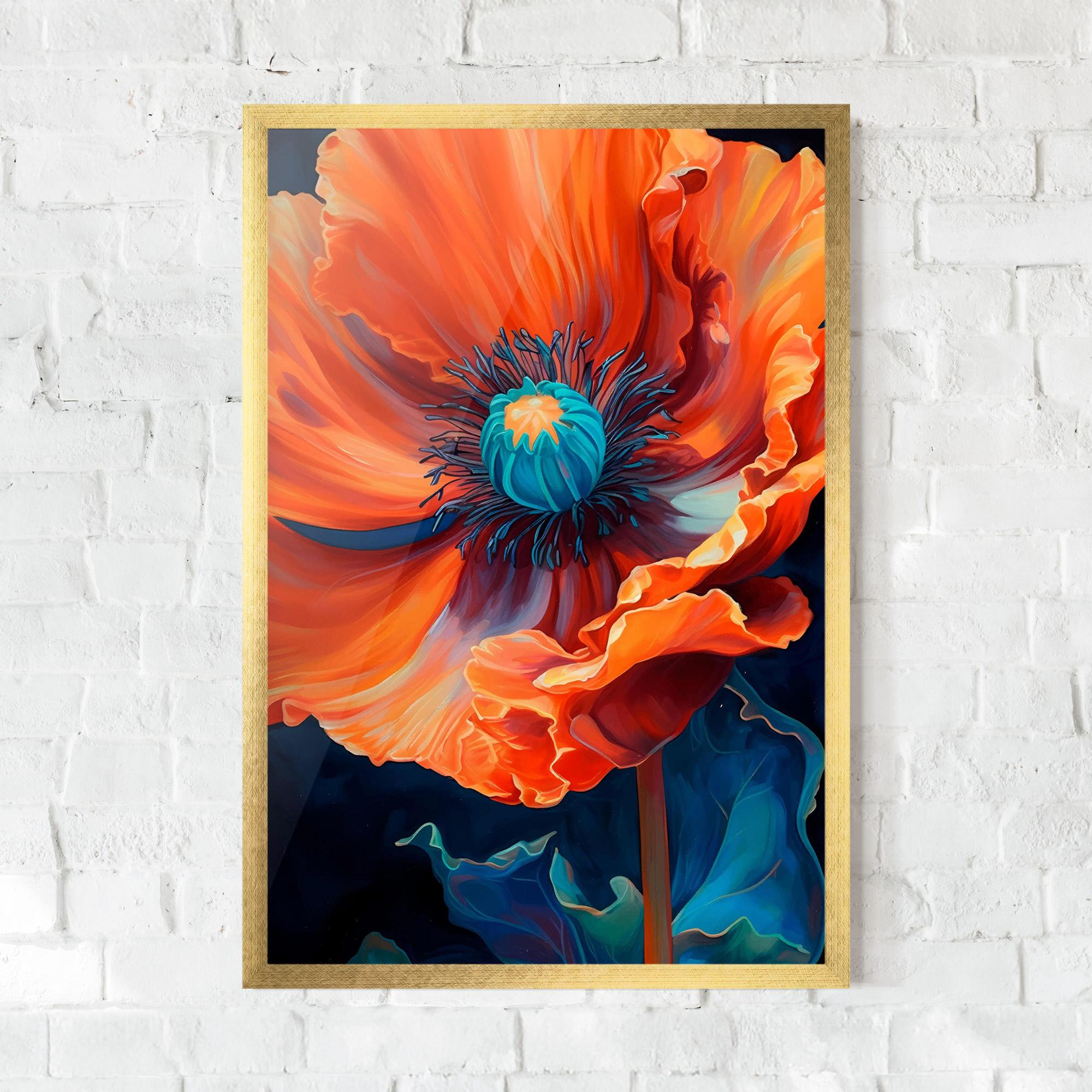 Keretezett Poszter Orange Blue Poppy mockup 0