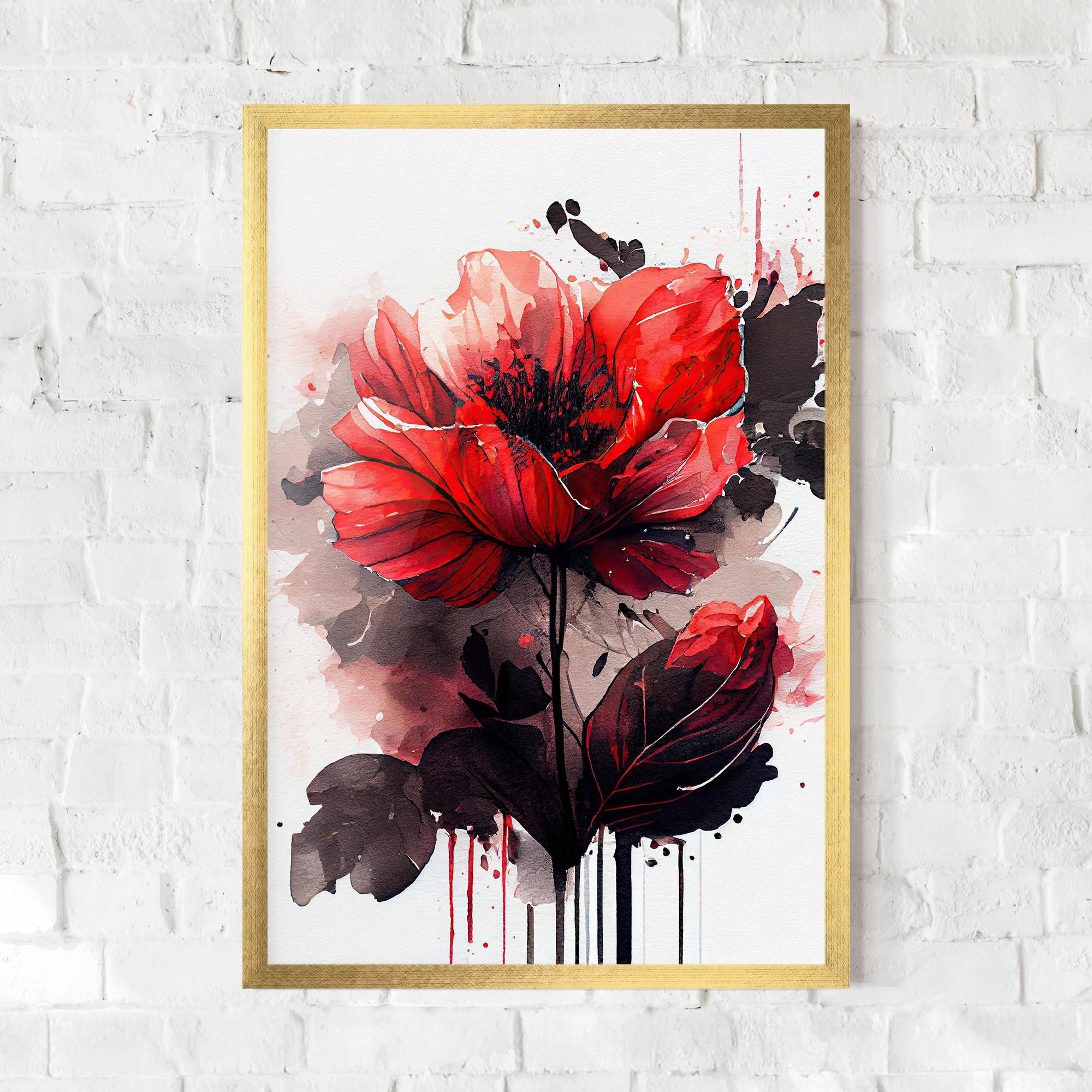 Keretezett Poszter Watercolor Poppy mockup 0