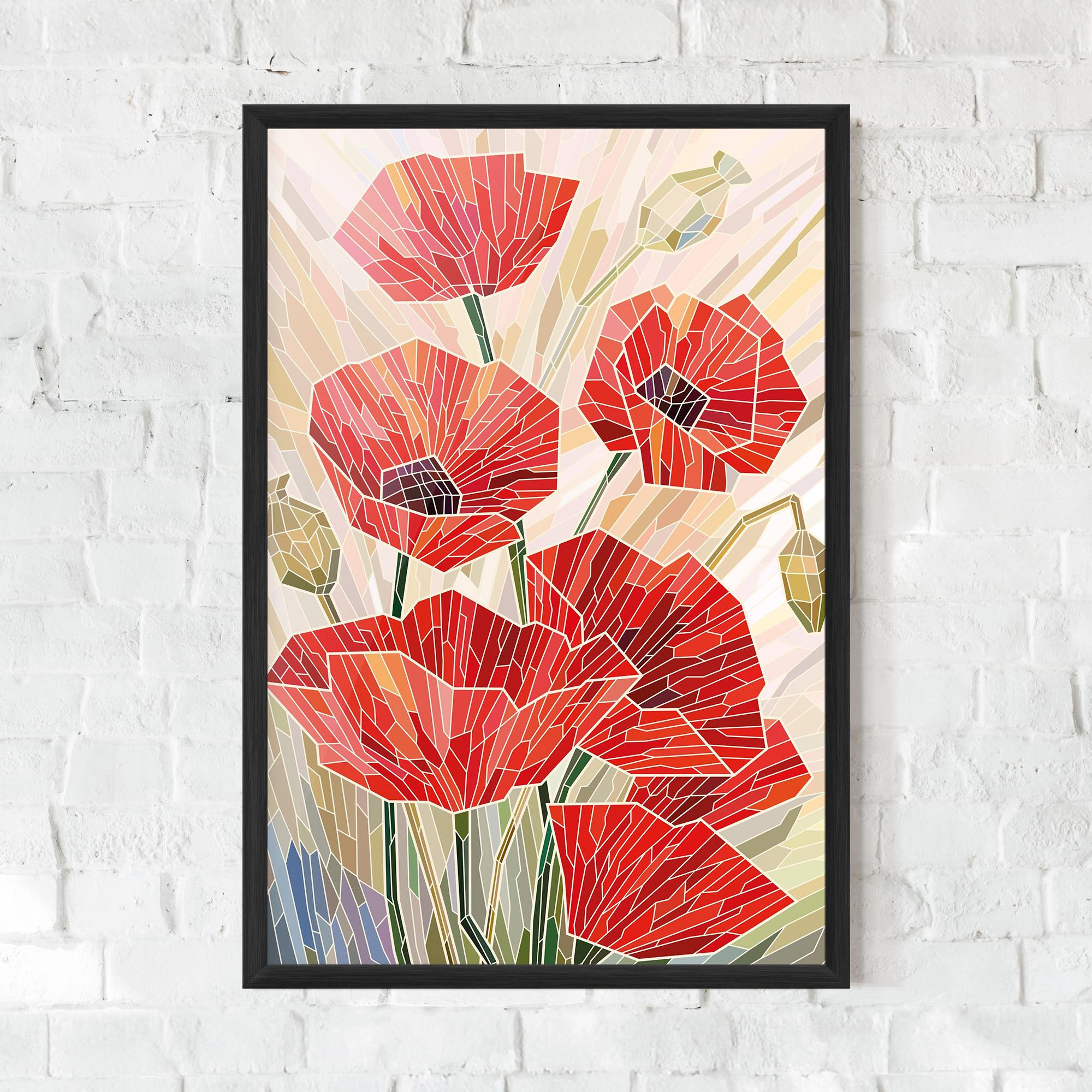 Keretezett Poszter Poppy Stained Glass mockup 0