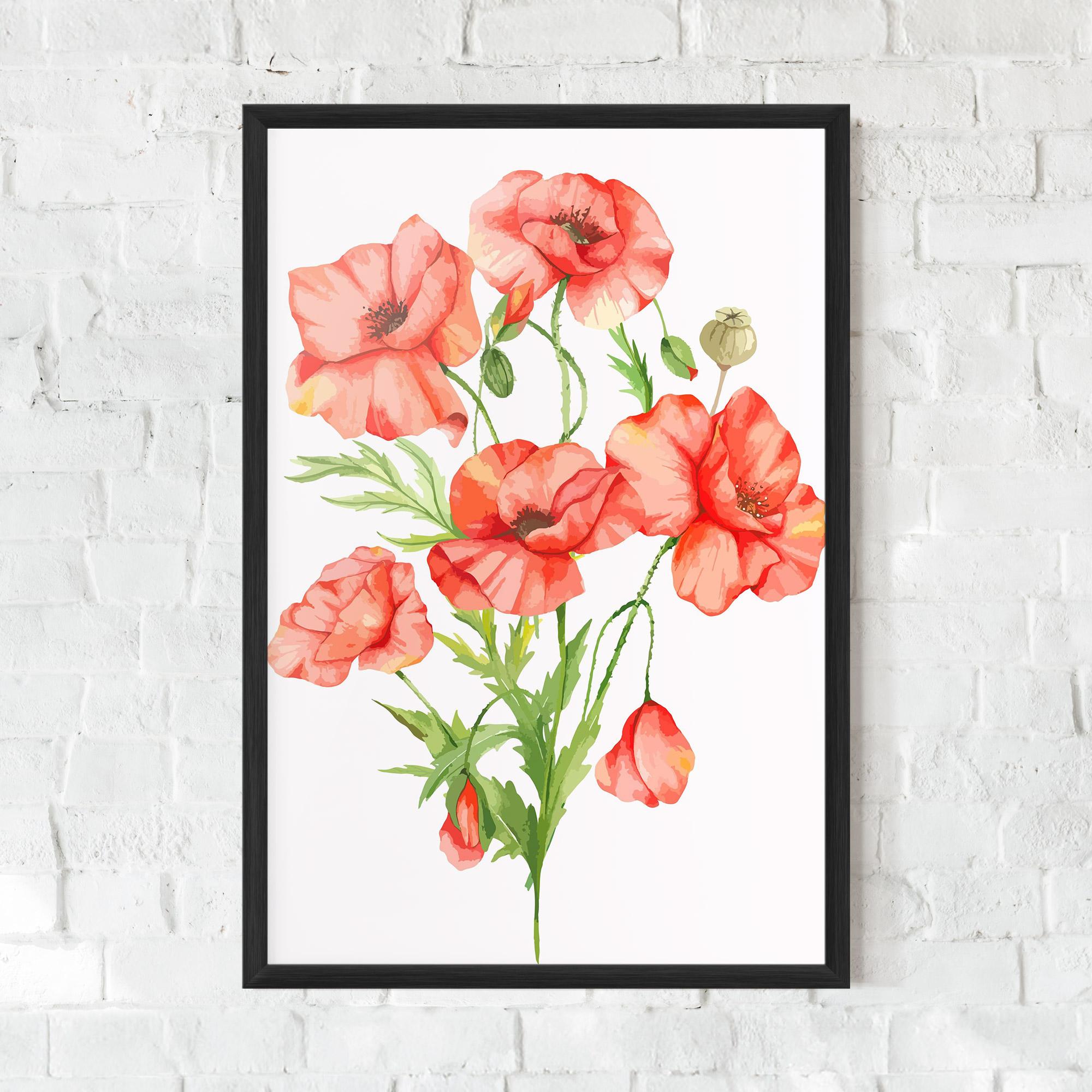 Keretezett Poszter Red Pastel Poppy mockup 0