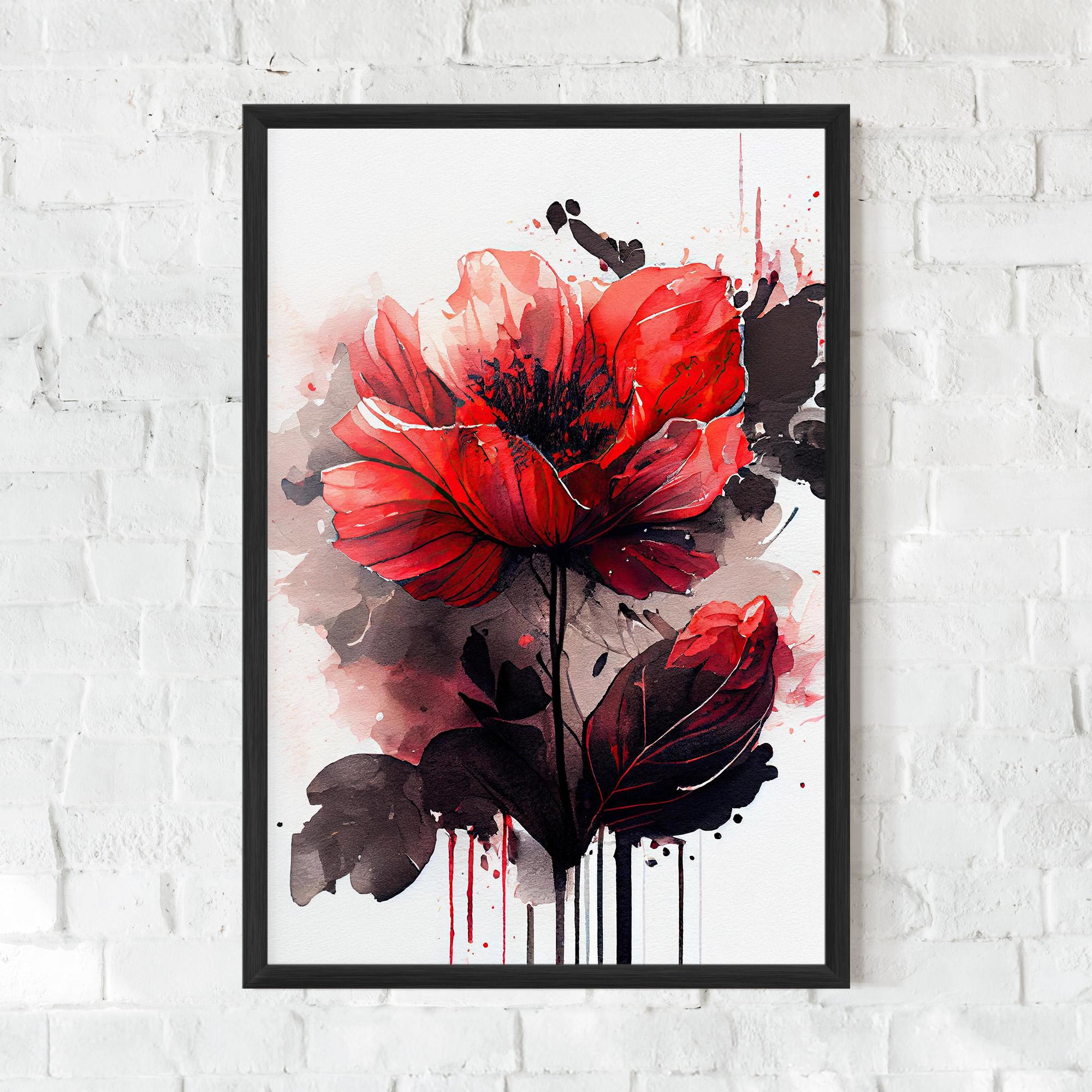 Keretezett Poszter Watercolor Poppy mockup 0