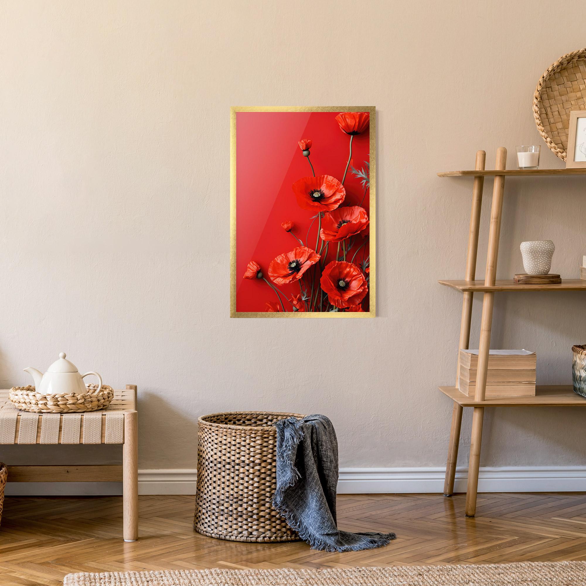 Keretezett Poszter Poppies On The Table mockup 9