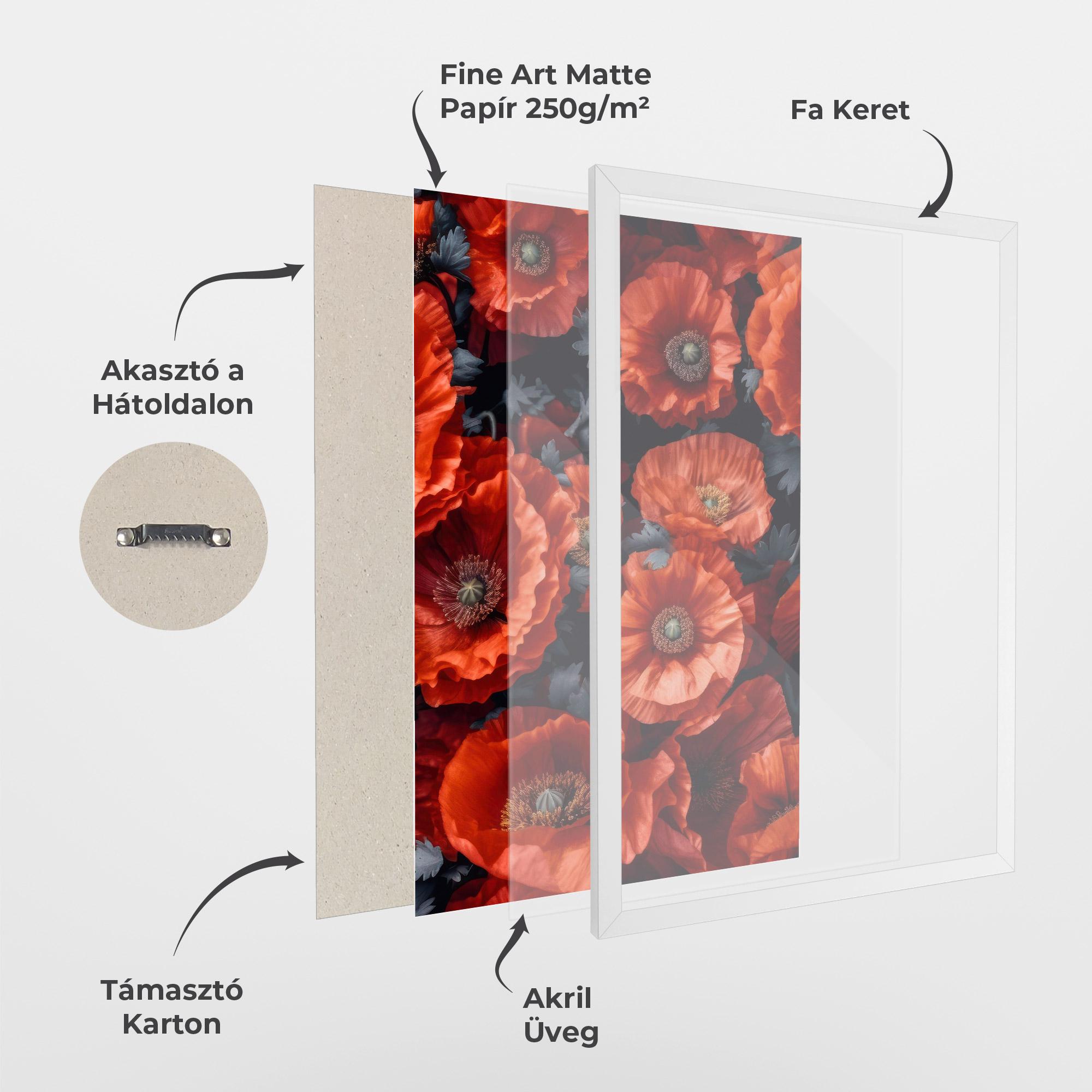 Keretezett Poszter Black Red Poppies mockup 1