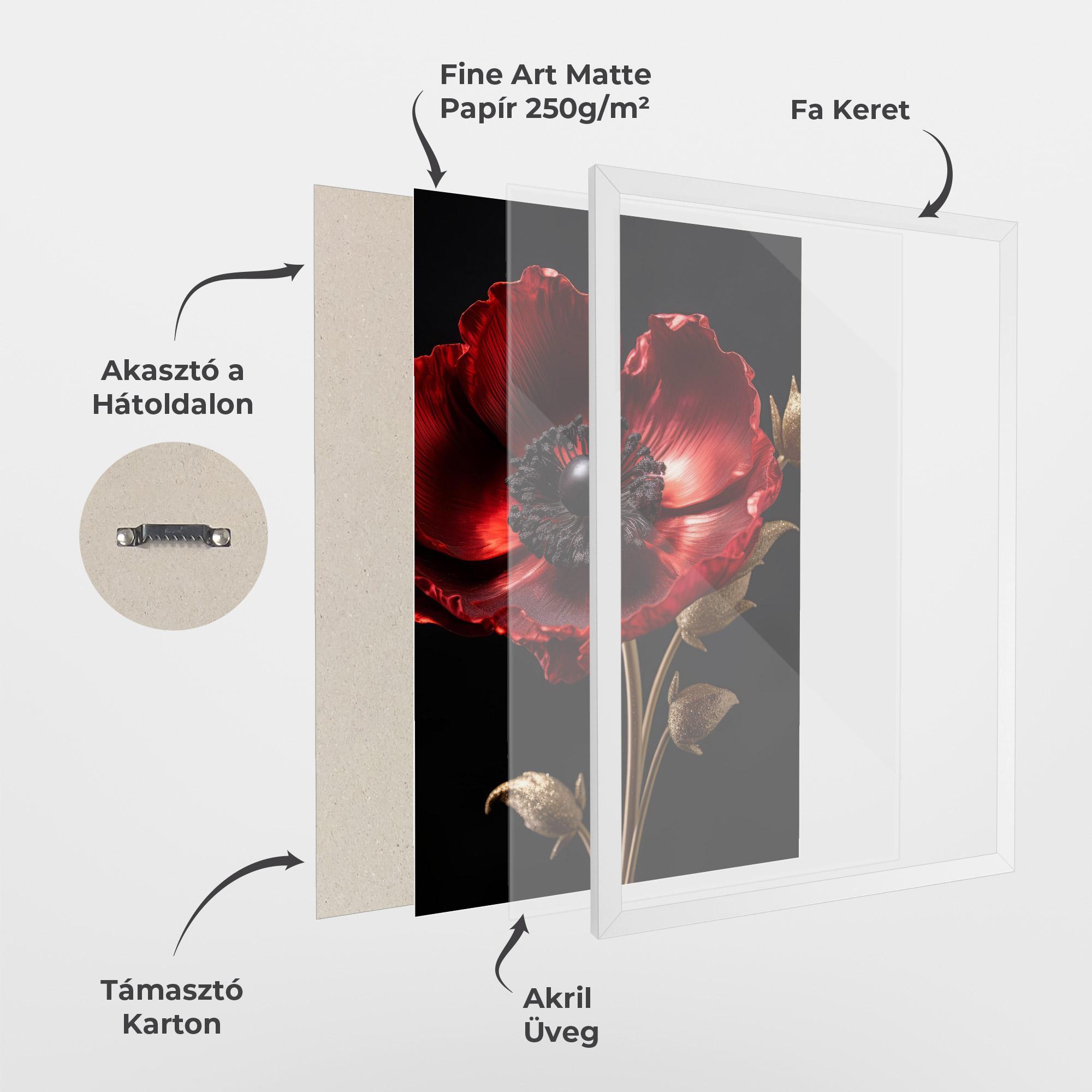Keretezett Poszter Dark Red Poppy mockup 1
