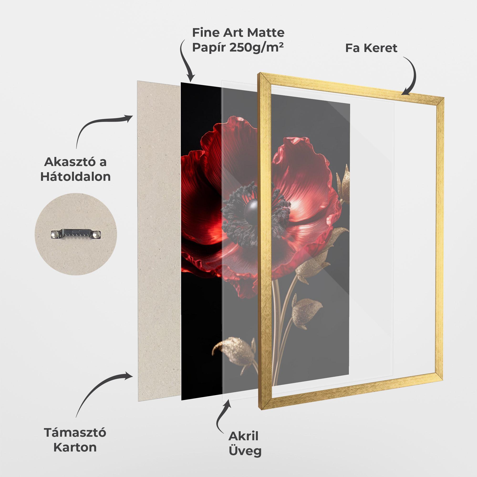 Keretezett Poszter Dark Red Poppy mockup 1