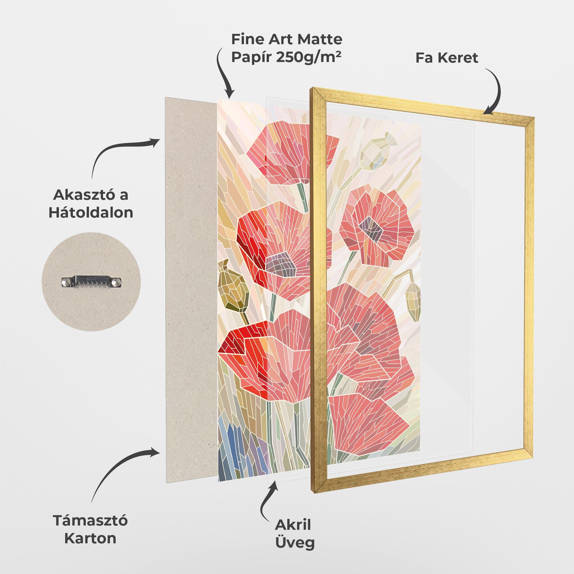 Keretezett Poszter Poppy Stained Glass mockup 1