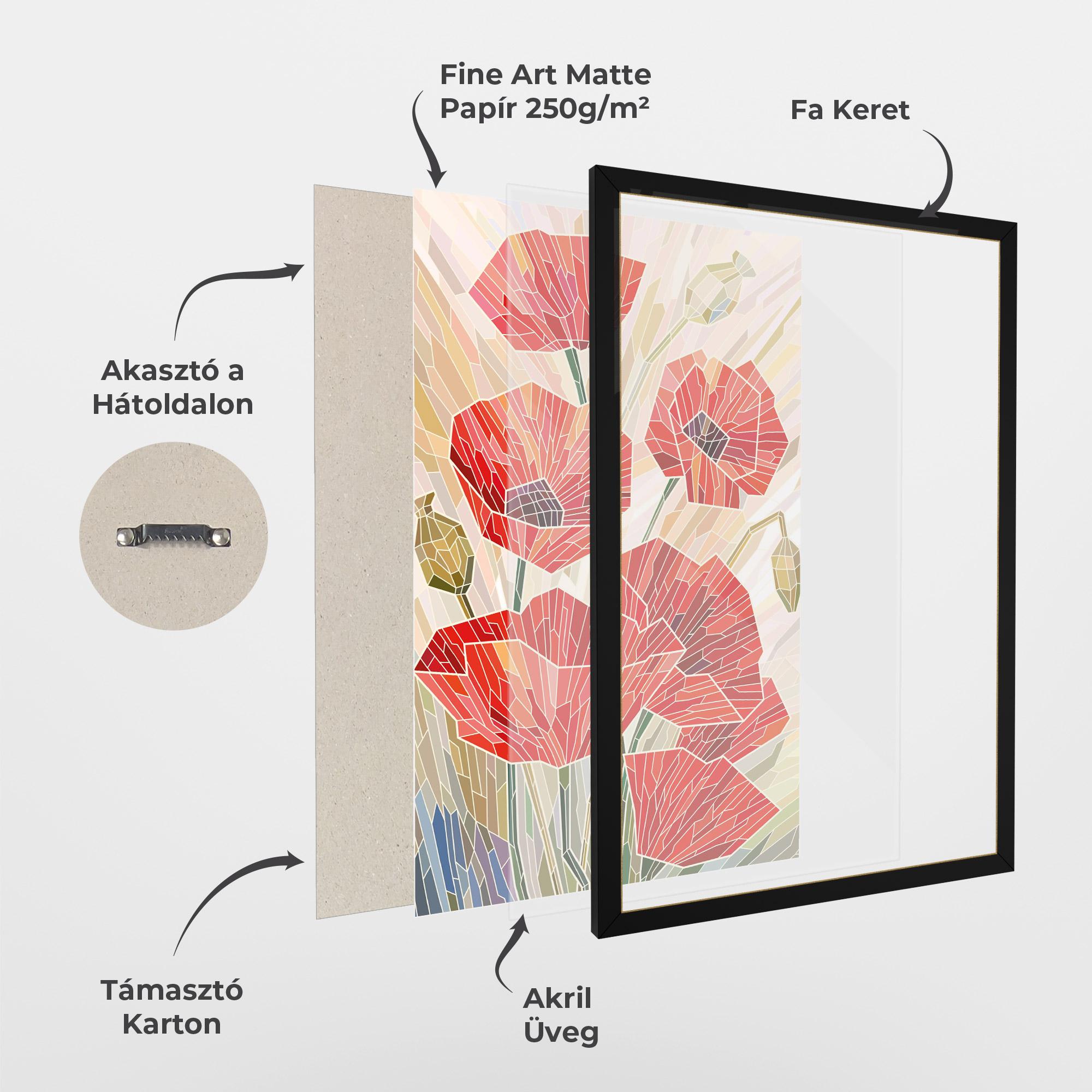 Keretezett Poszter Poppy Stained Glass mockup 1