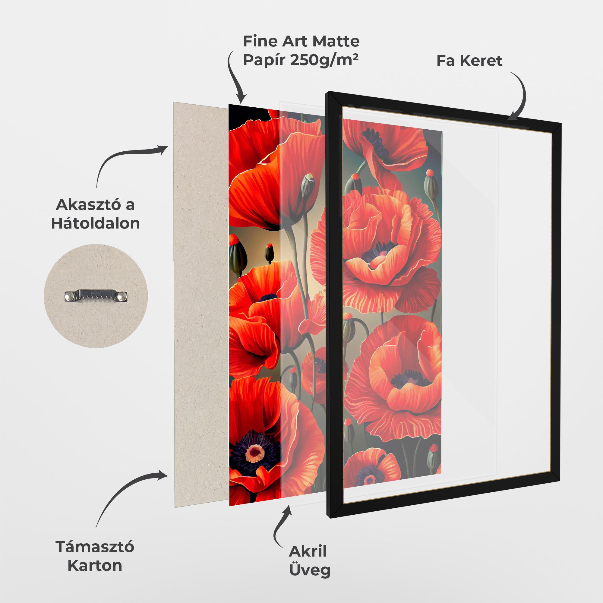 Keretezett Poszter Pretty Poppy On Green mockup 1