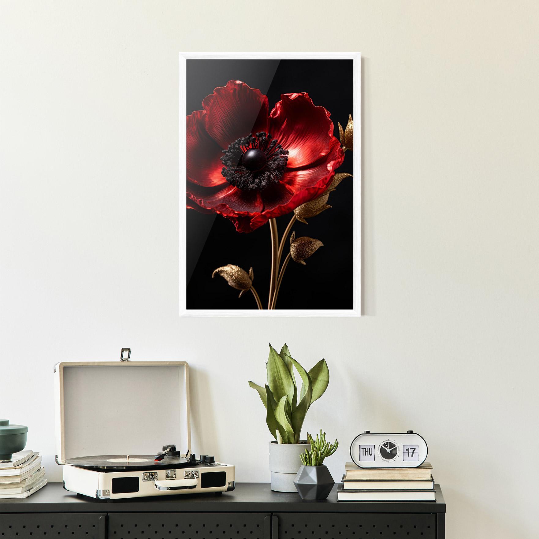 Keretezett Poszter Dark Red Poppy mockup 2