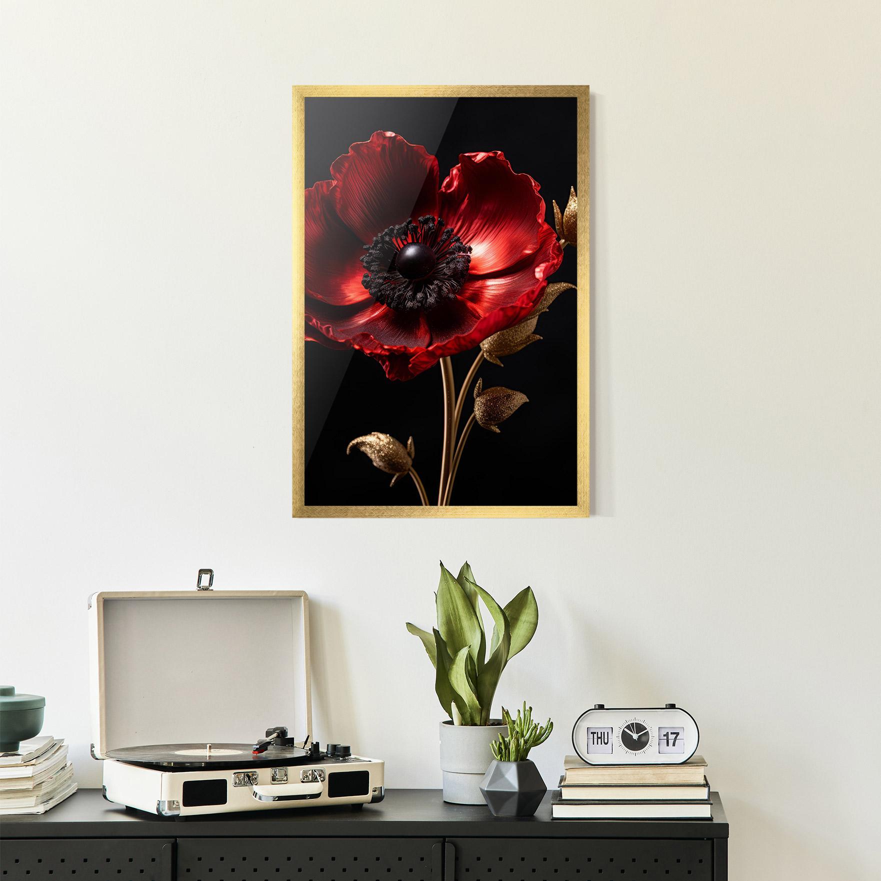 Keretezett Poszter Dark Red Poppy mockup 2