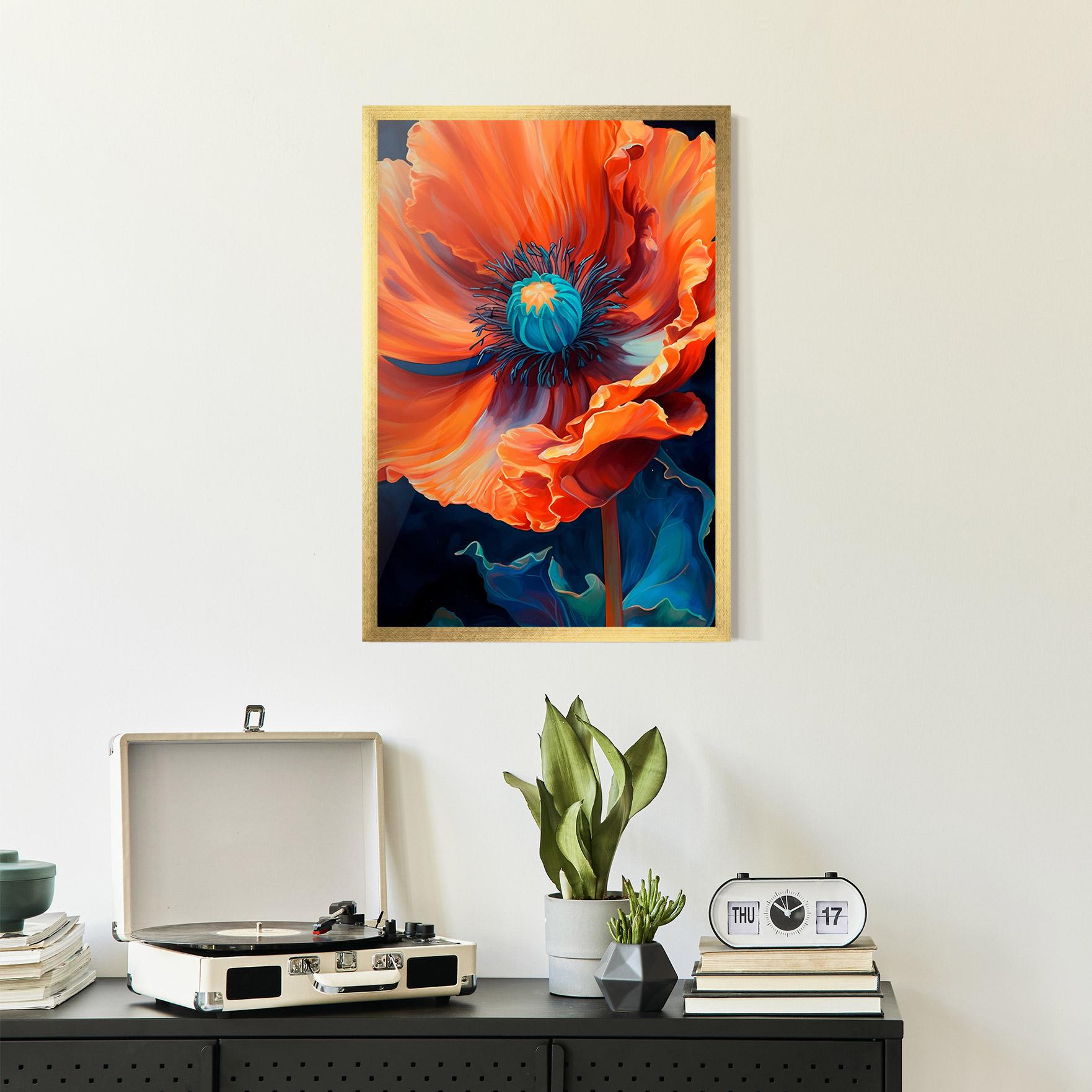 Keretezett Poszter Orange Blue Poppy mockup 2