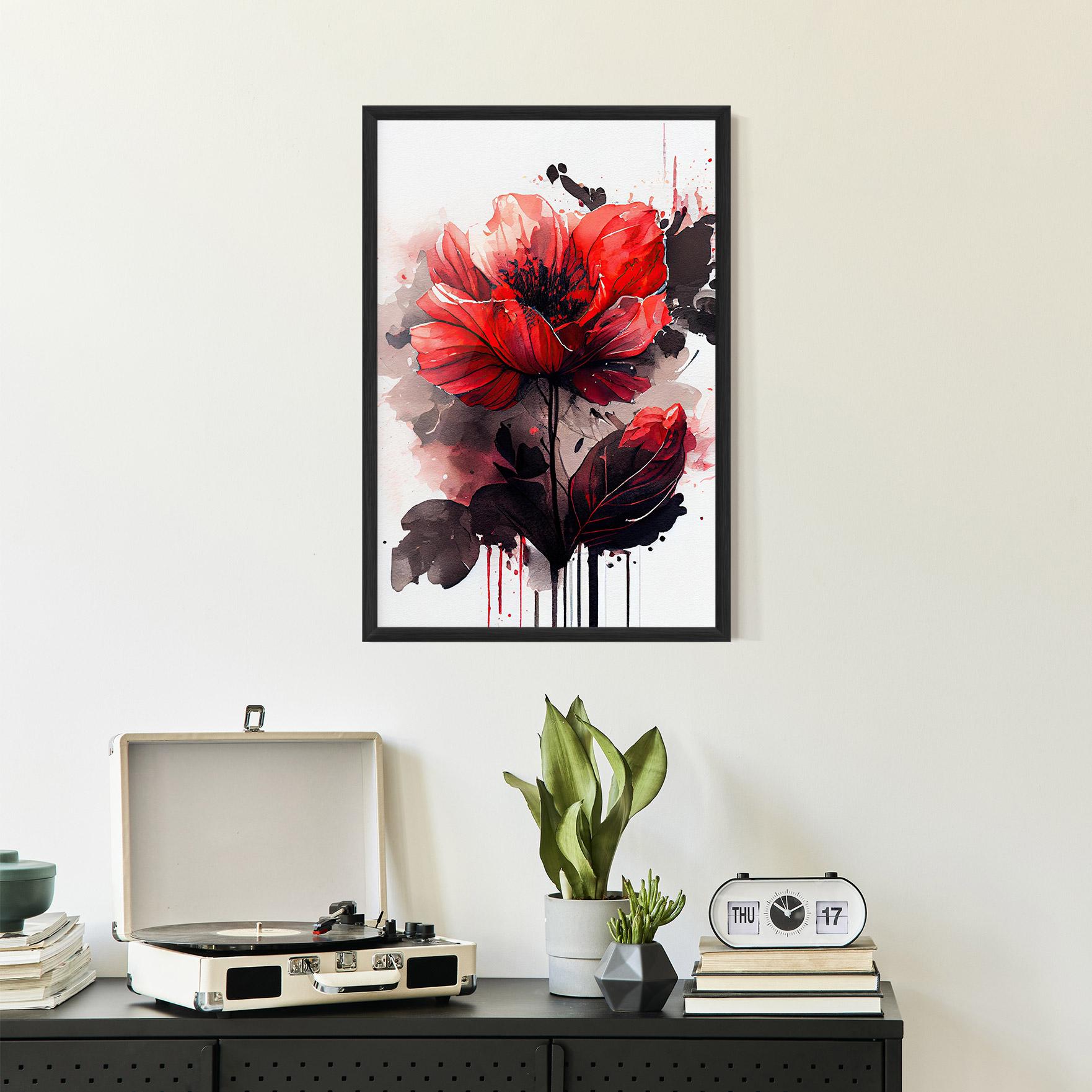 Keretezett Poszter Watercolor Poppy mockup 2