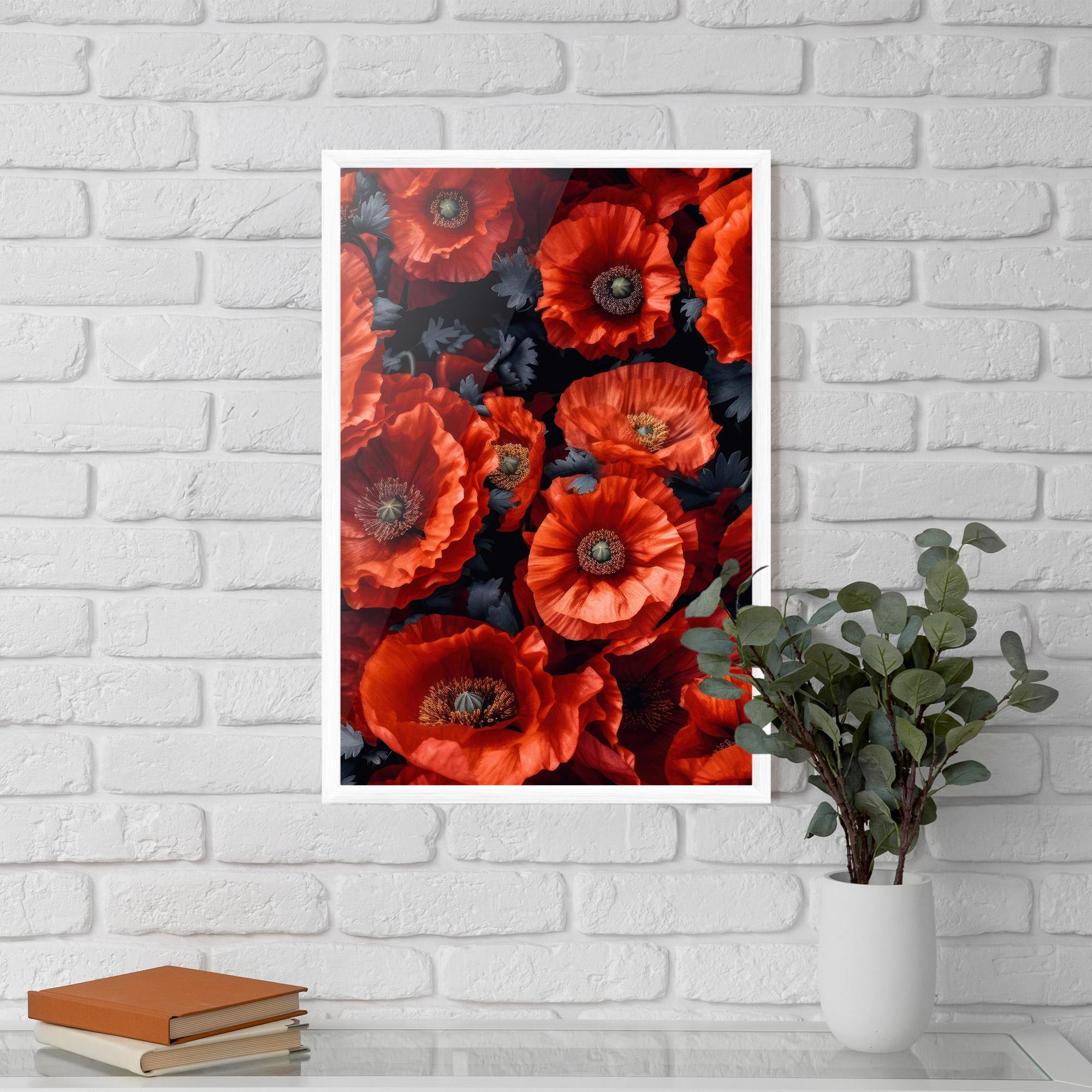 Keretezett Poszter Black Red Poppies mockup 5