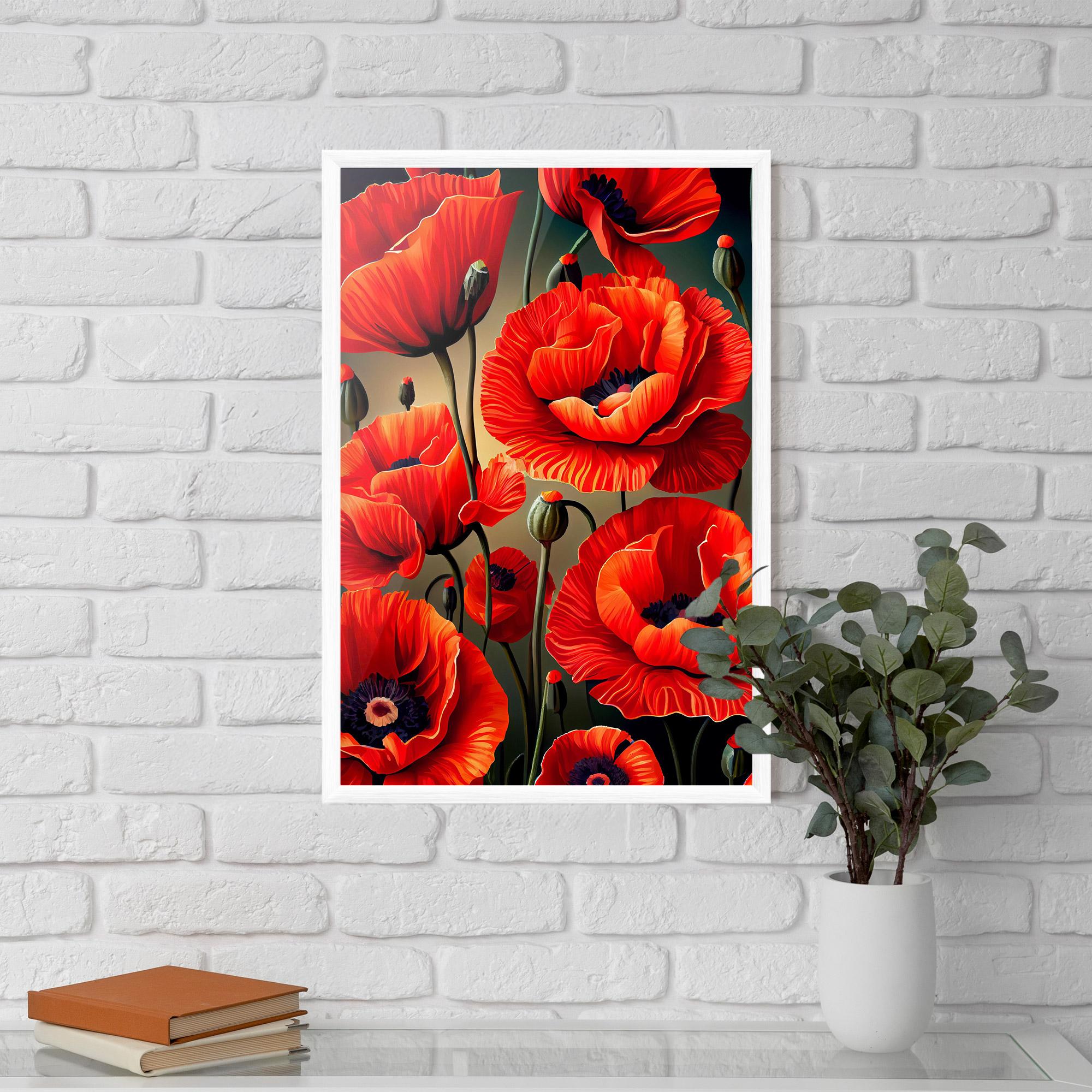 Keretezett Poszter Pretty Poppy On Green mockup 5