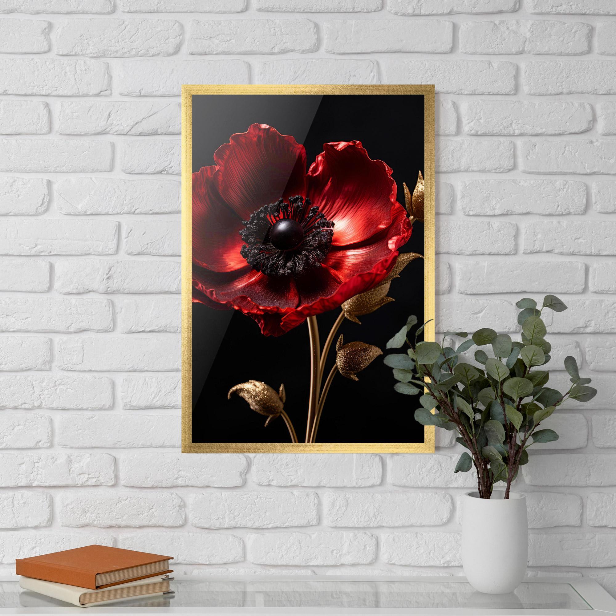 Keretezett Poszter Dark Red Poppy mockup 5