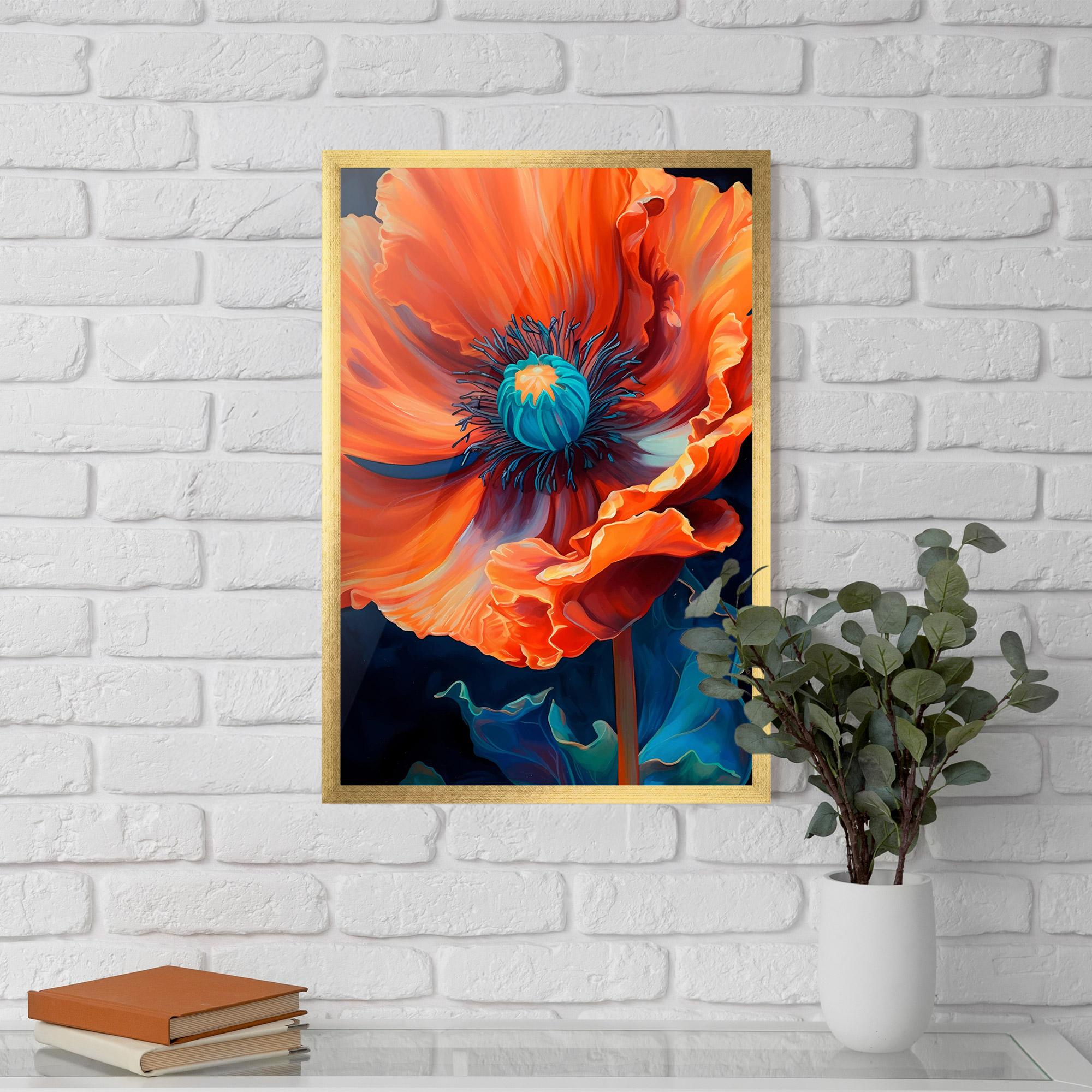 Keretezett Poszter Orange Blue Poppy mockup 5