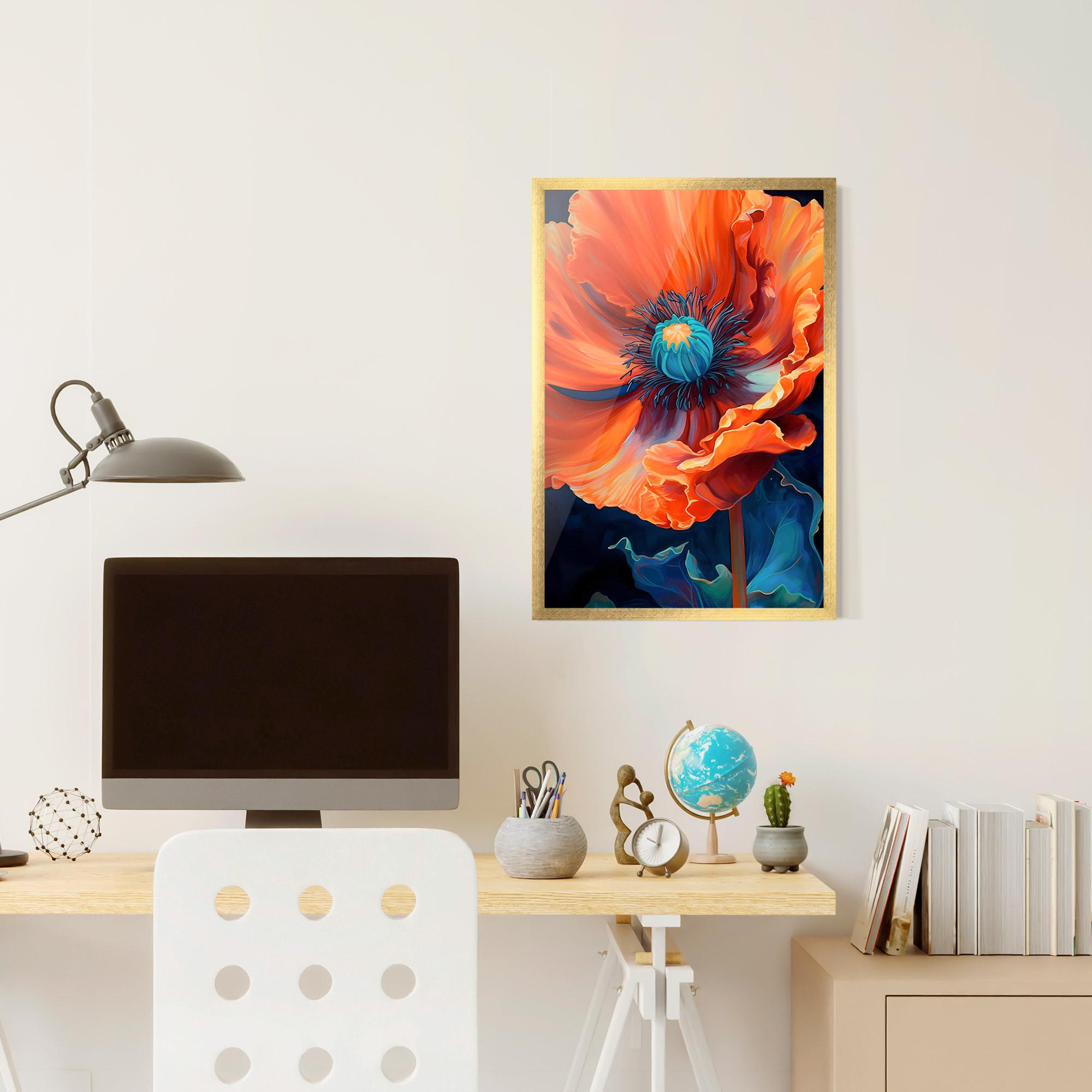 Keretezett Poszter Orange Blue Poppy mockup 6