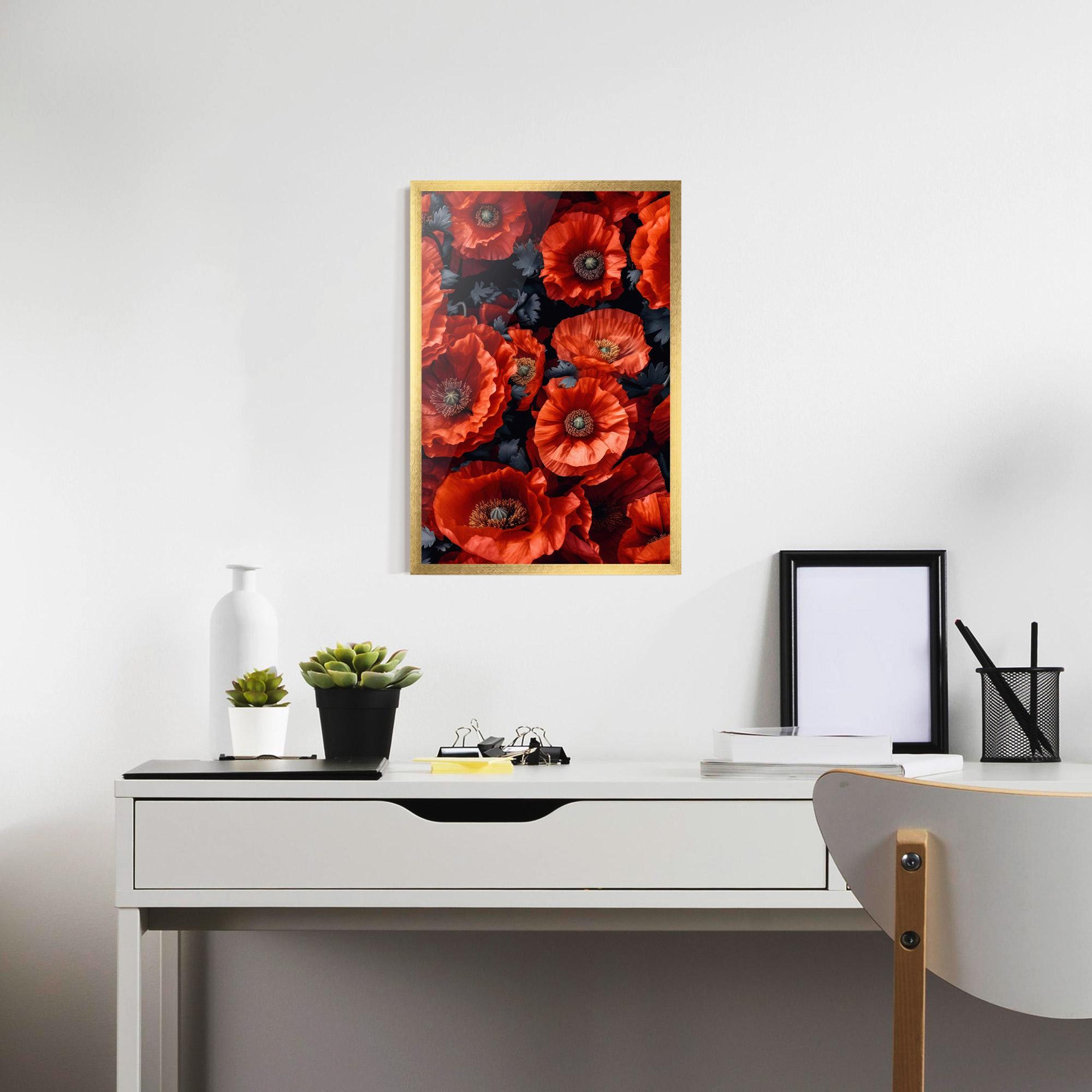 Keretezett Poszter Black Red Poppies mockup 7