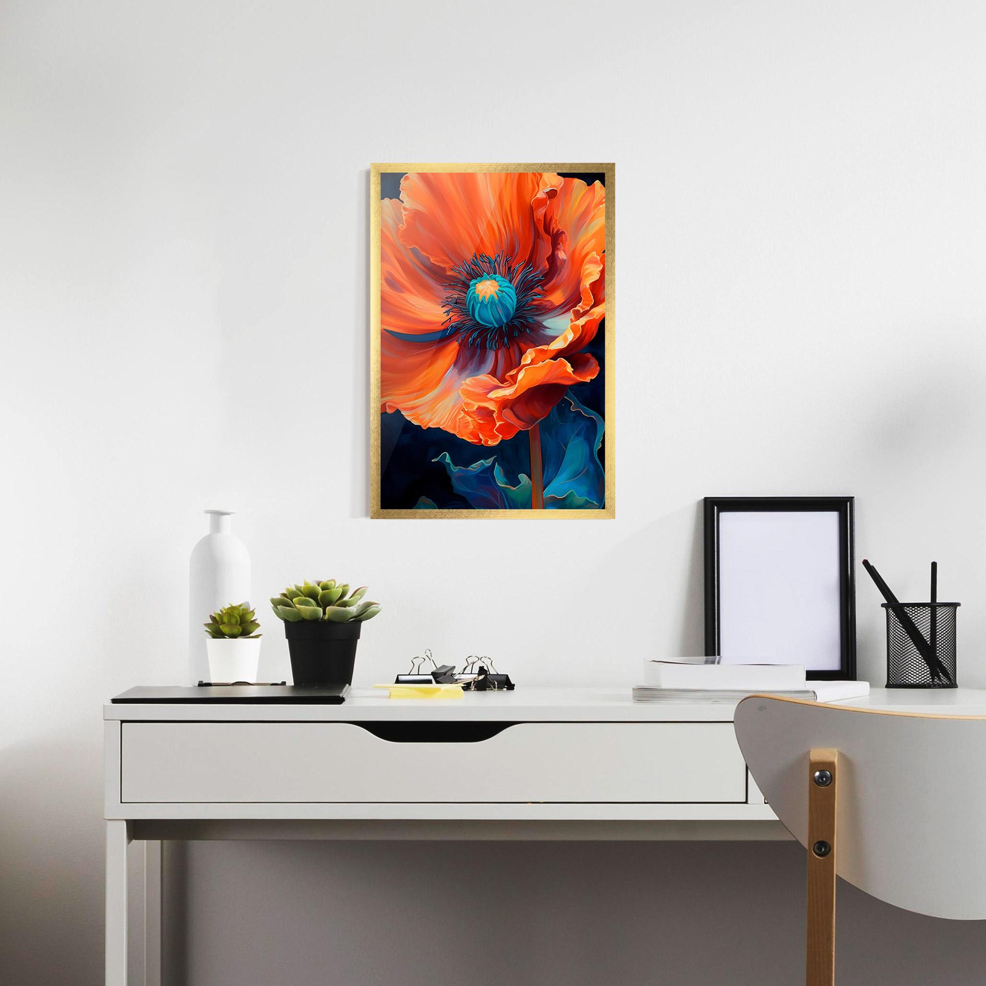 Keretezett Poszter Orange Blue Poppy mockup 7