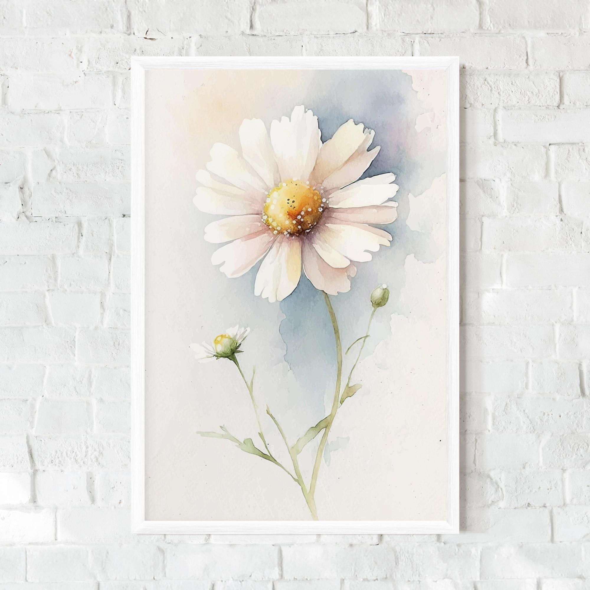 Keretezett Poszter Painted White Daisy mockup 0