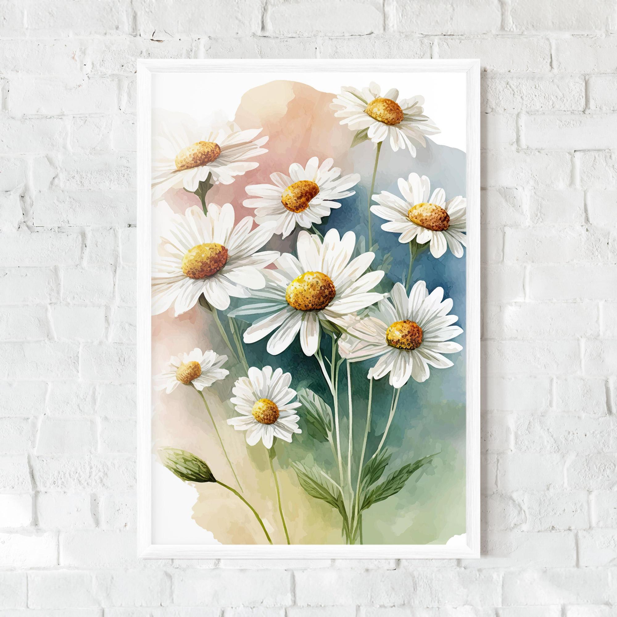 Keretezett Poszter White Daisy Art mockup 0