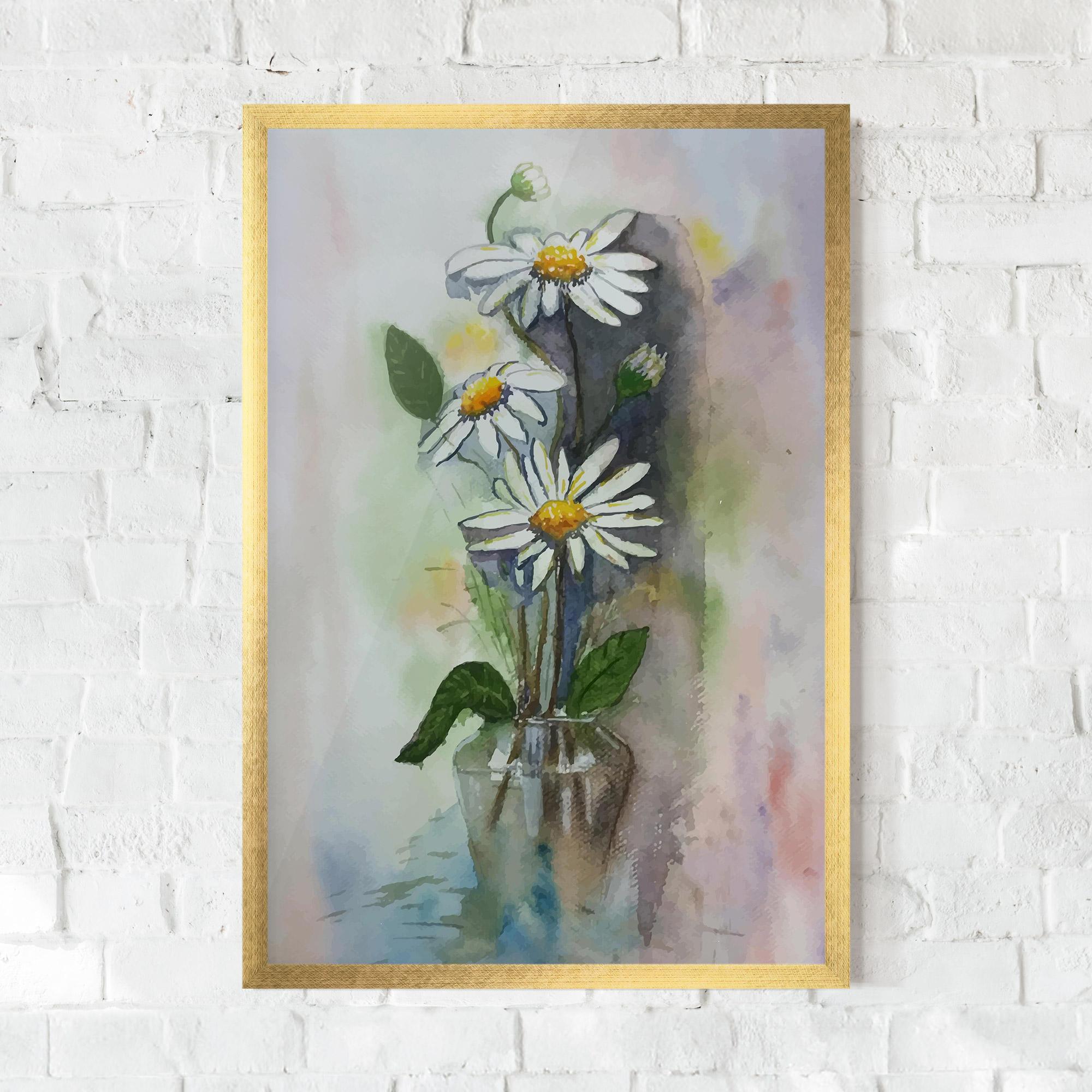 Keretezett Poszter Old Daisy Paint mockup 0