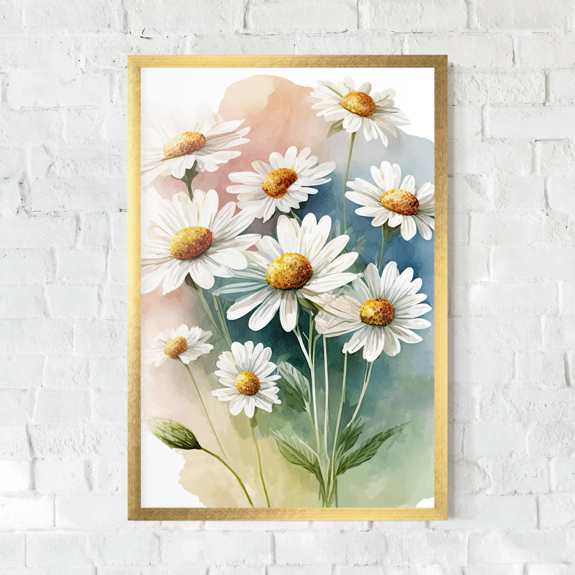 Keretezett Poszter White Daisy Art mockup 0