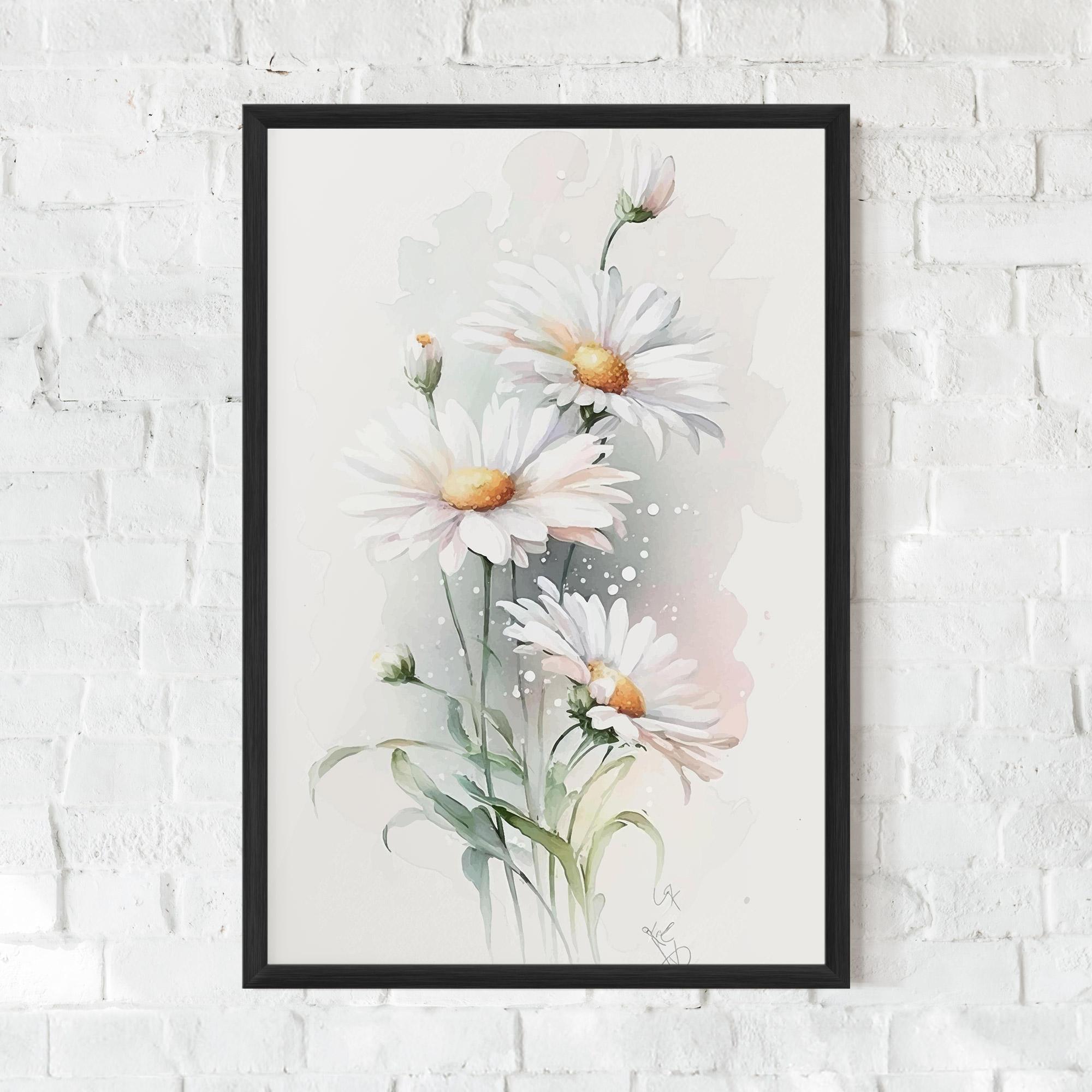 Keretezett Poszter Dreamy White Daisy mockup 0