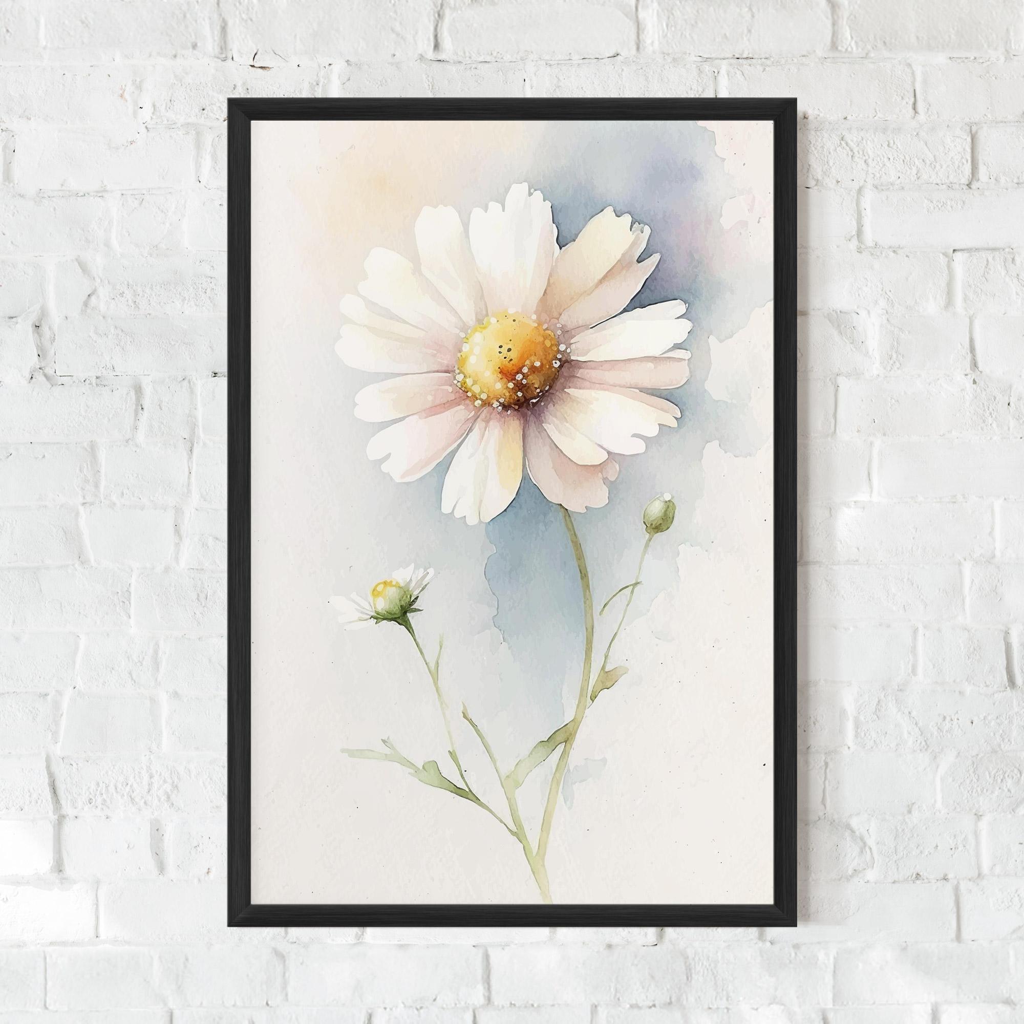 Keretezett Poszter Painted White Daisy mockup 0