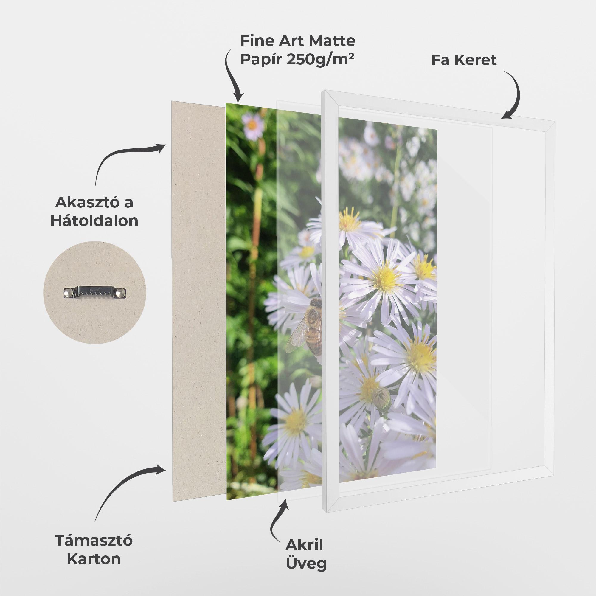 Keretezett Poszter Bee On Light Purple Daisy mockup 1