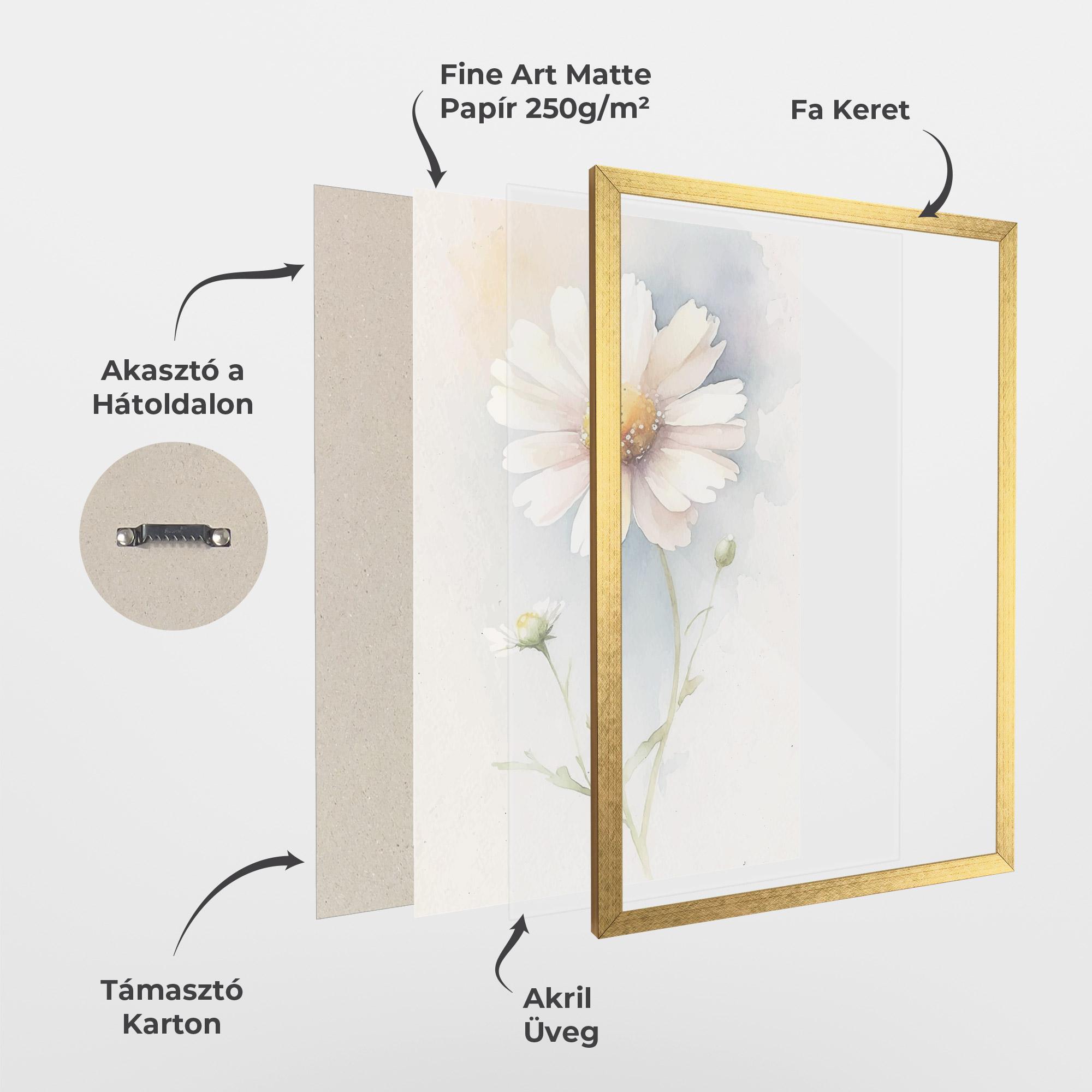 Keretezett Poszter Painted White Daisy mockup 1