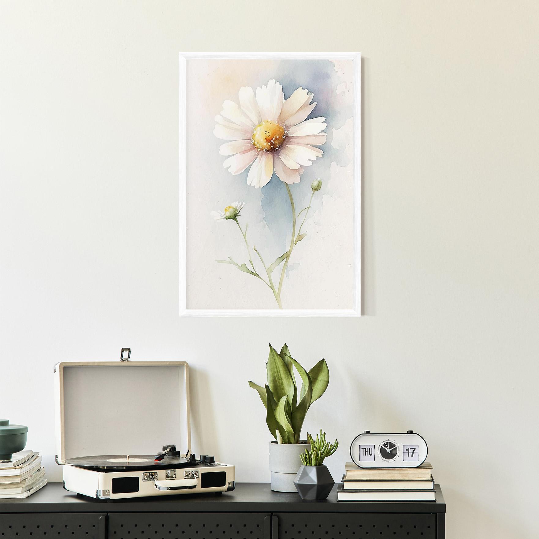 Keretezett Poszter Painted White Daisy mockup 2