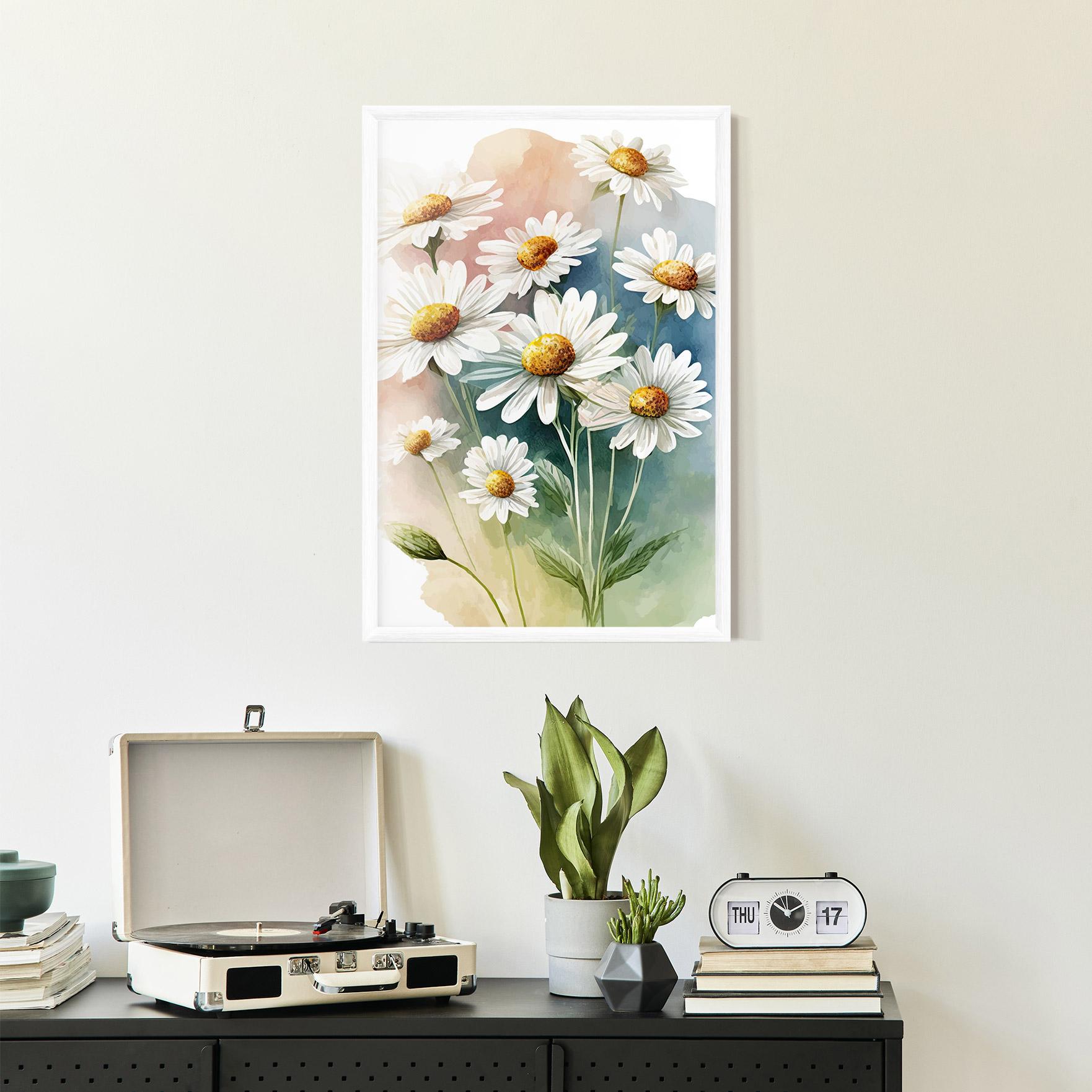 Keretezett Poszter White Daisy Art mockup 2
